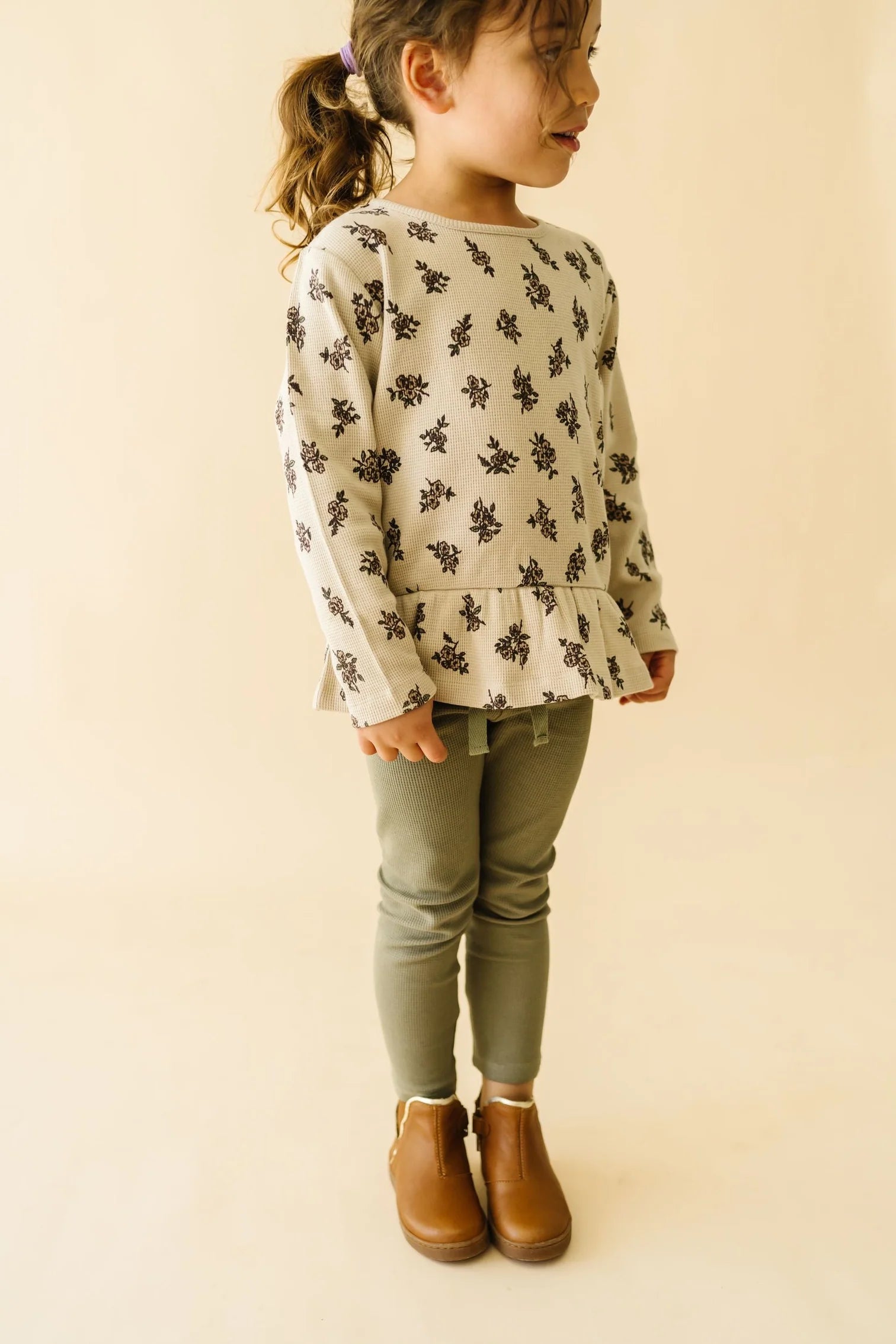 Stylish Peplum Top & Legging Set in Posy Print - Perfect for Yoga, Workouts & Casual Outfits
