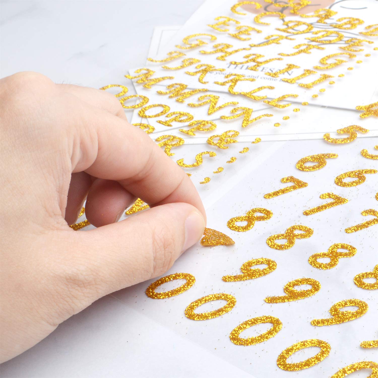 8 Sheets Glitter Alphabet & Number Stickers - Self Adhesive Letter Stickers for DIY Crafts, Scrapbooking, Card Making - Perfect for Journals, Planners, and School Projects