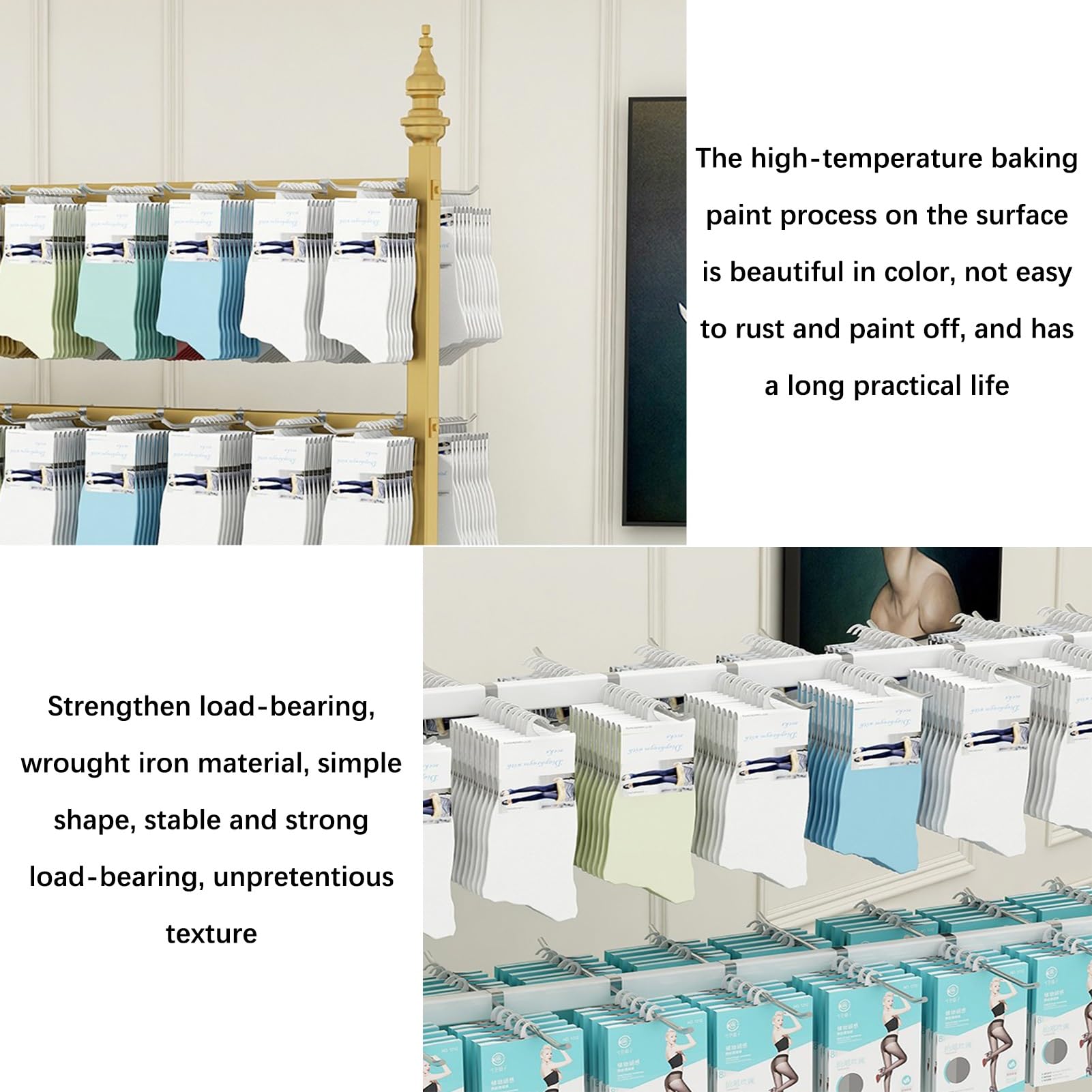 Premium Retail Display Rack for Socks, Slippers, Underwear & Accessories - Multifunctional Store Shelving Unit with Jewelry, Keyring & Phone Case Storage (Gold, 5-Tier) - Perfect for Boutiques, Clothing Stores & Commercial Displays