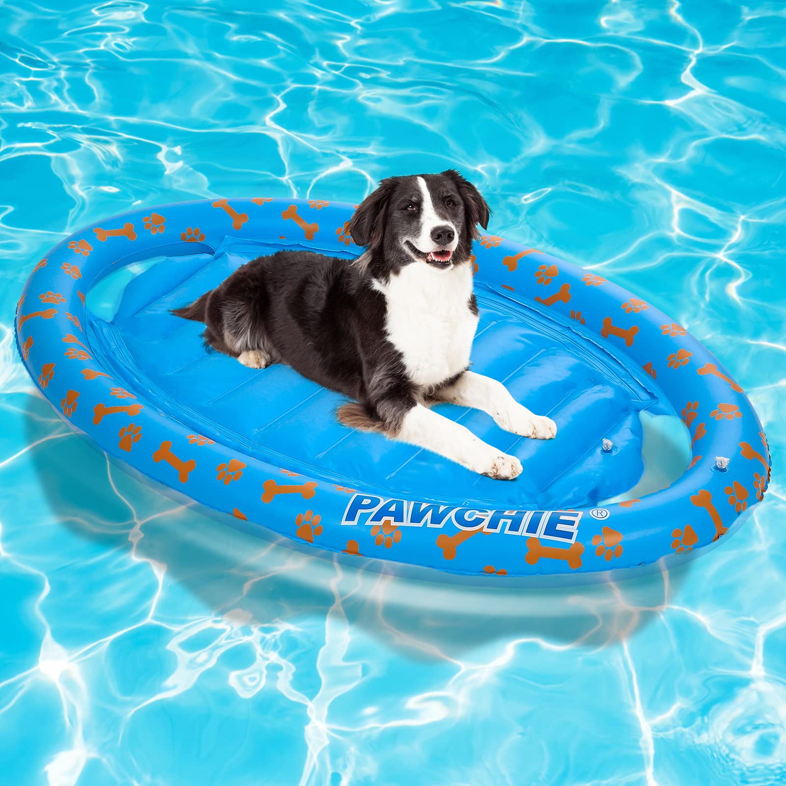 PAWCHIE Dog Pool Float - Inflatable Pet Raft for Dogs & Kids, Summer Swimming Pool Toy for Outdoor Water Play - Perfect for Backyard Pools, Lakes & Beach Fun