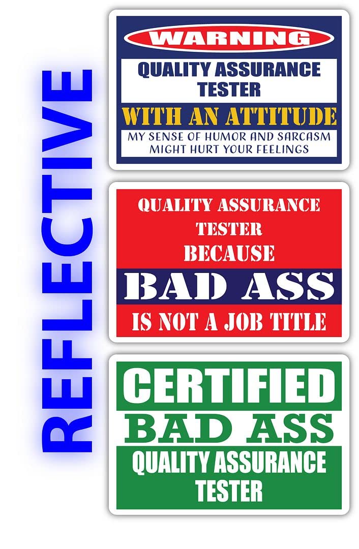 Certified Bad Ass QA Tester Stickers - Funny Job Gift - 3M Reflective Vinyl Decals for Laptops & Hard Hats