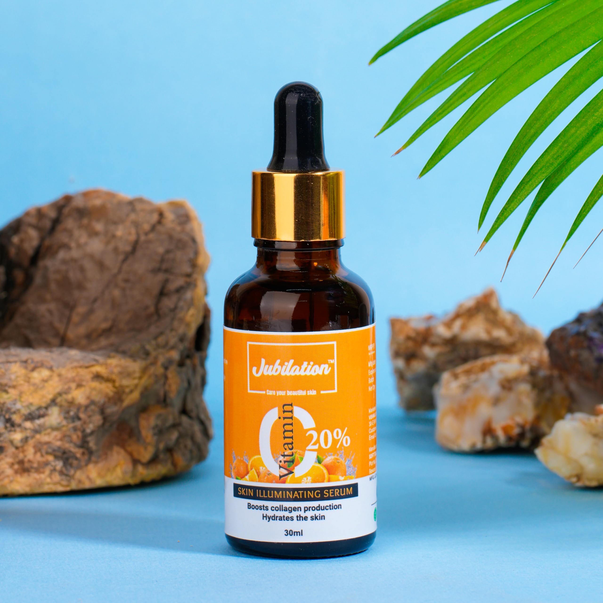 Jubilation 20% Vitamin C Face Serum for Glowing Skin - Dark Spot Corrector, Pigmentation & Acne Scar Treatment - Brightens Dull Skin & Sun Protection - Best Vitamin C Serum for Oily Skin - Suitable for Men & Women - 30ml - Perfect for Daily Skincare Routine & Anti-Aging Care