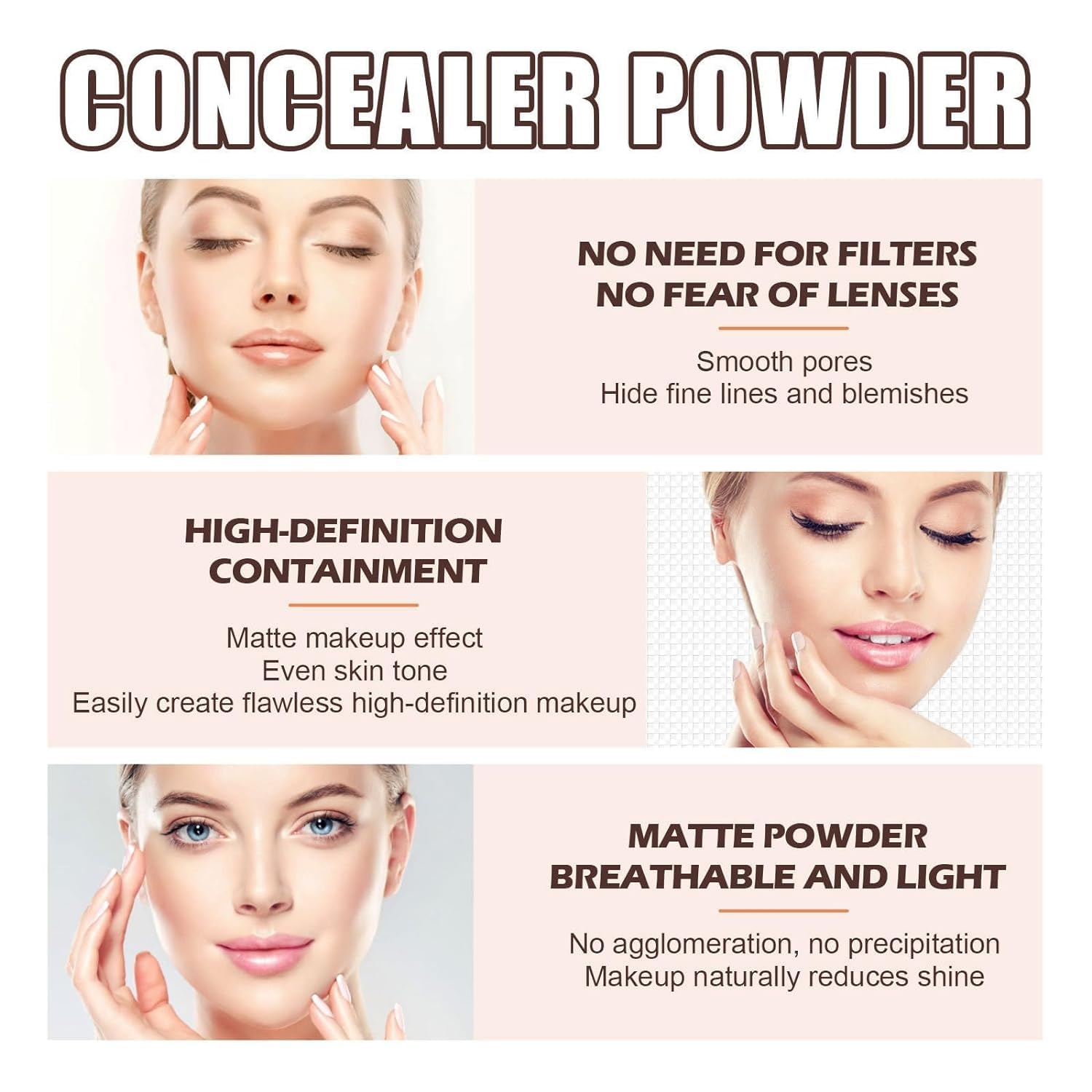 CC Cream Compact SPF 50+ with Mirror - Long Lasting Waterproof & Sweat-Proof Makeup, Concealer & Setting Powder (Natural) - Perfect for Daily Wear, Travel & Touch-Ups