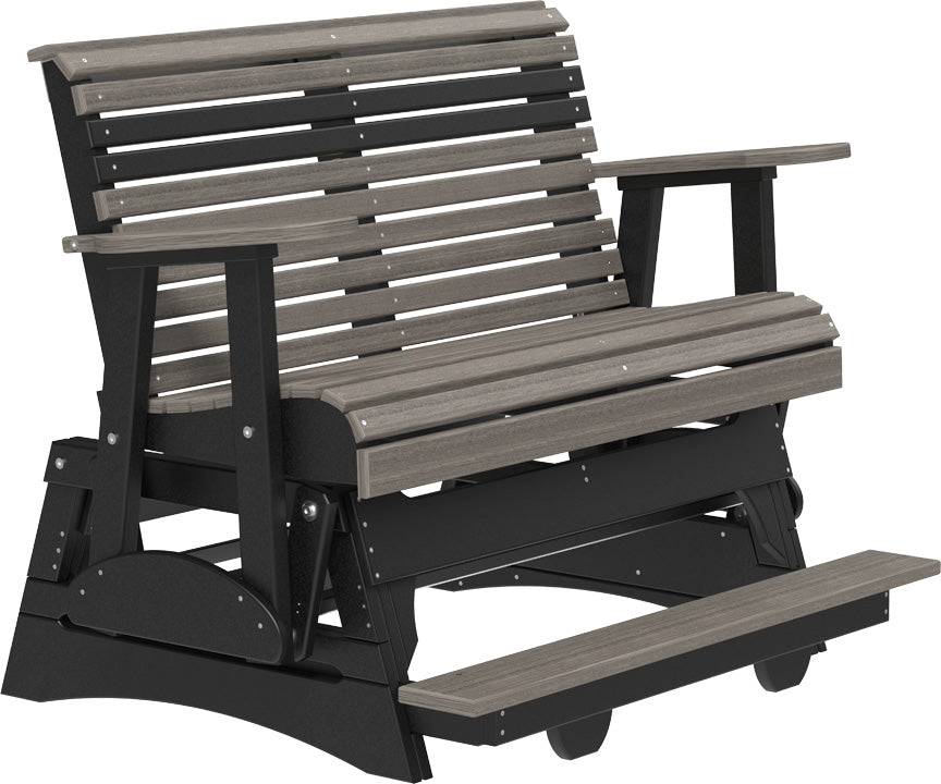 LuxCraft 4 Foot Plain Balcony Glider Chair - Outdoor Patio Swing for Relaxing on Porch, Deck or Garden