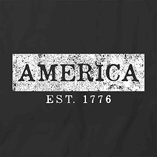 America Est 1776 Patriotic T-Shirt - Black Graphic Printed Tee | Vintage American Flag Design Cotton Shirt for Men & Women | Perfect for 4th of July, Independence Day & Patriotic Events