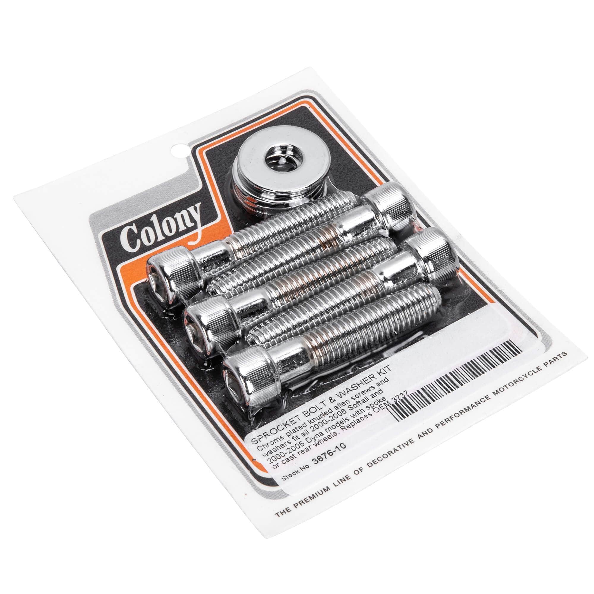10-Piece Chrome Plated Sprocket Allen Bolt Kit for 2000-2006 Harley Davidson Softail & 2000-2005 Dyna - Motorcycle Maintenance & Repair Accessories