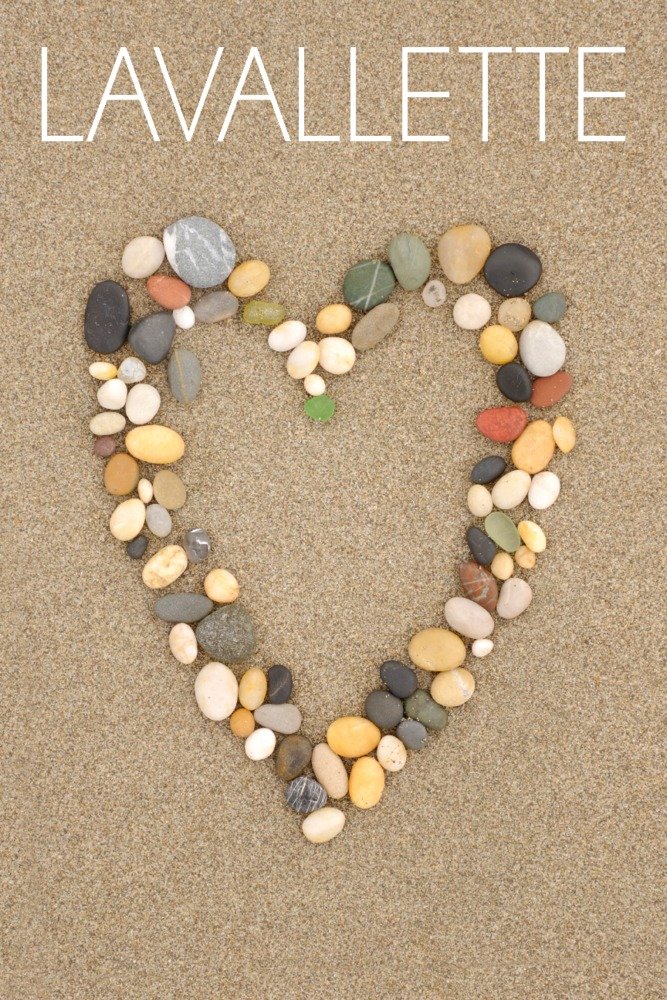 Lavallette New Jersey Stone Heart on Sand 79167 - 24x36 Signed Art Print, Coastal Wall Decor Poster for Beach House & Living Room