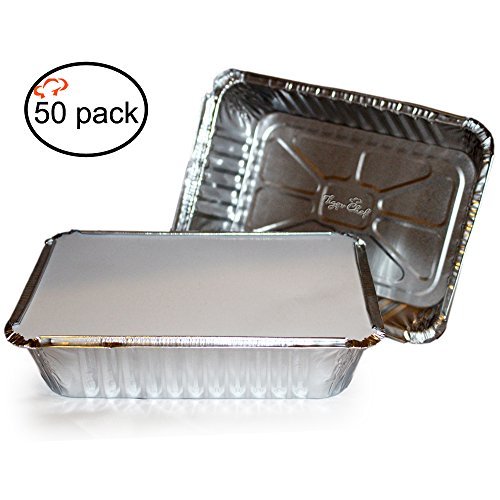 Tiger Chef TC-20363 Heavy Duty Aluminum Foil Pans with Cardboard Lids - 50 Pack, 2.25 lb Capacity, 8.44