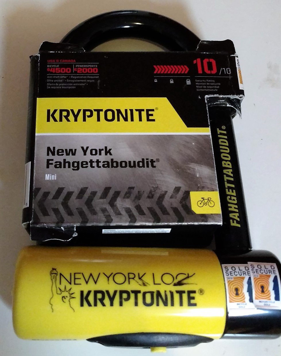 Kryptonite New York Fahgettaboudit Mini Heavy Duty Bicycle U Lock - Ultimate Bike Security for Urban Commuting & Outdoor Cycling