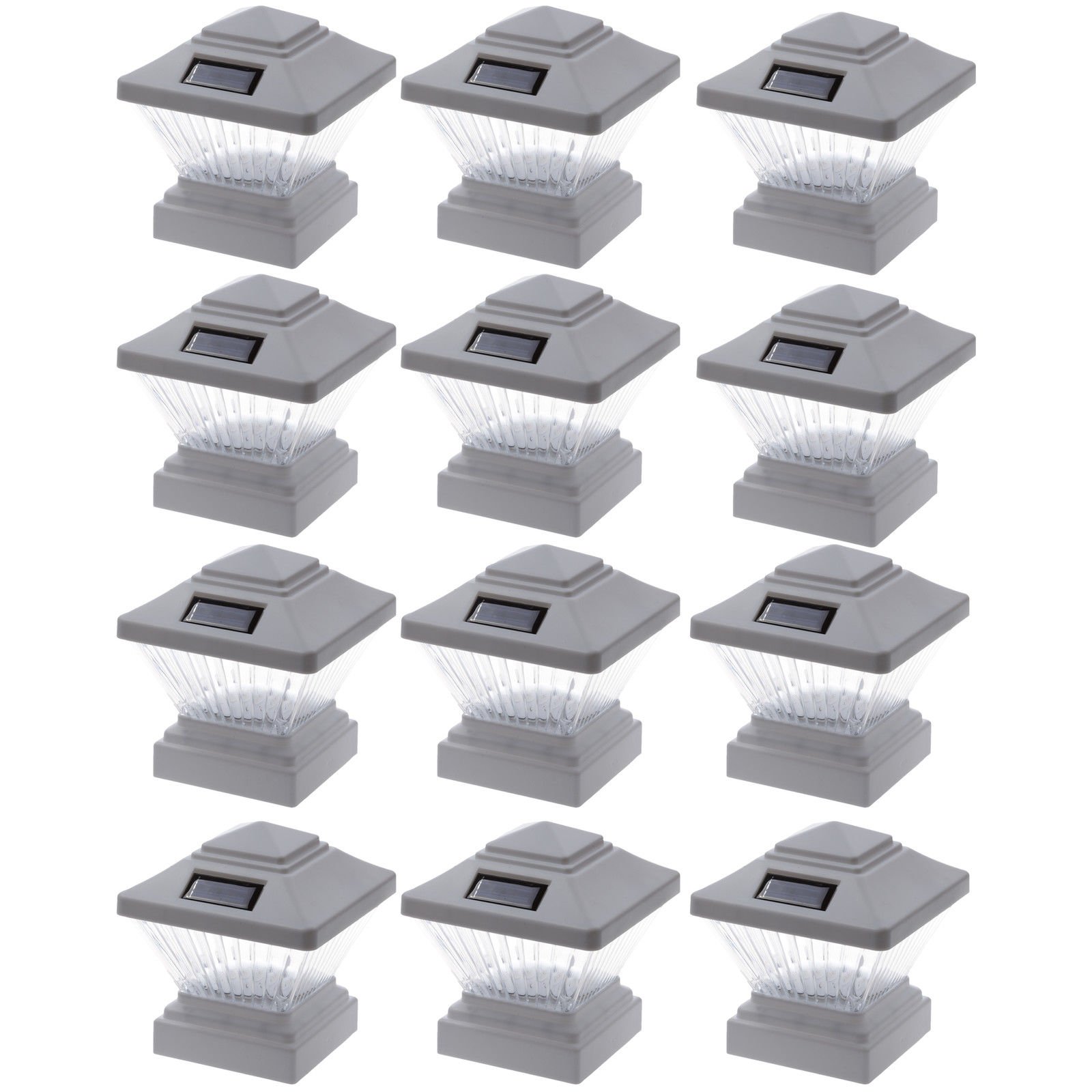 12 Pack Colonial Style Solar Fence Post Cap Lights - Waterproof Outdoor Solar Lights for 4x4 PVC Fence Posts - Perfect for Garden, Yard, Patio, and Driveway Lighting