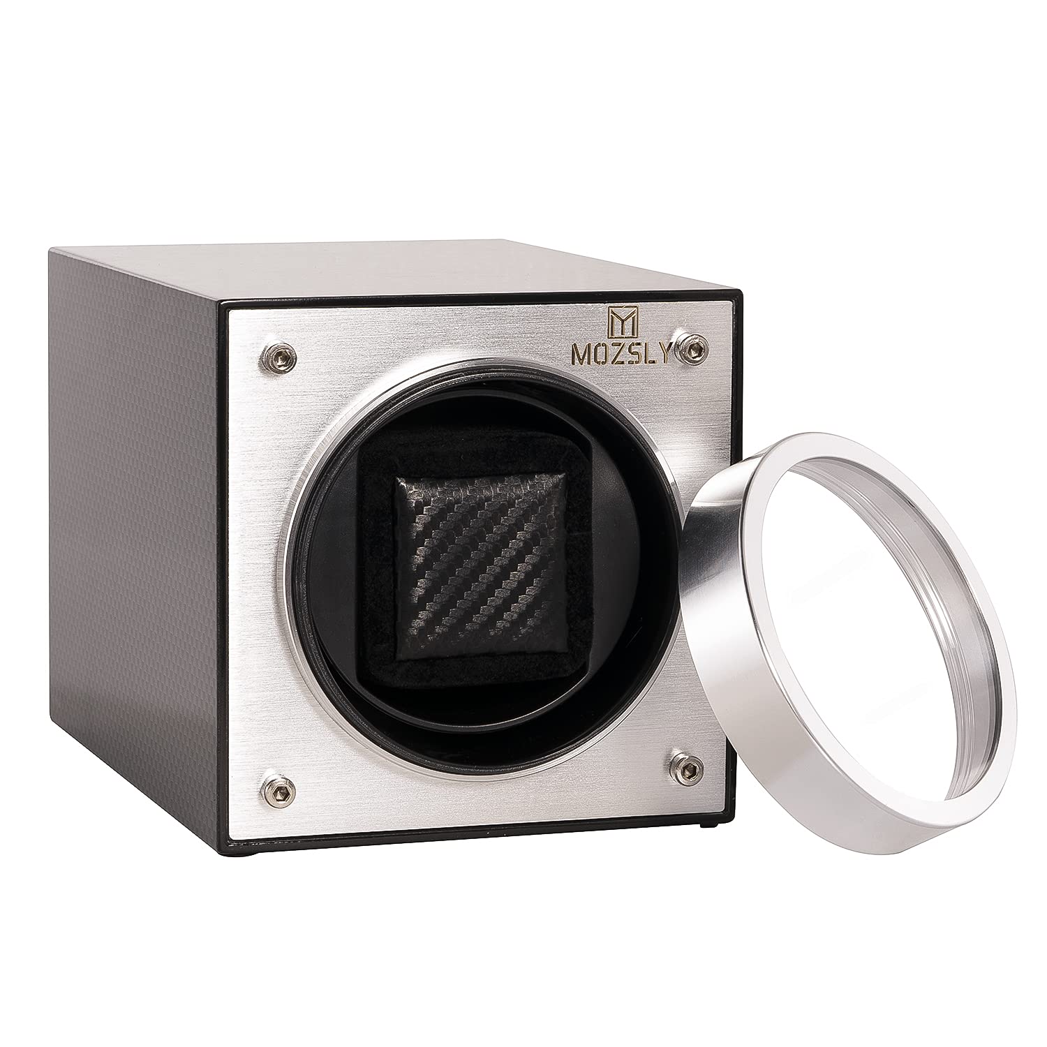 MOZSLY Single Automatic Watch Winder - Battery & AC Powered with 12 Rotation Modes, Ultra Quiet Motor, Elegant Piano Finish - Perfect for Watch Collectors & Luxury Timepiece Storage at Home/Office