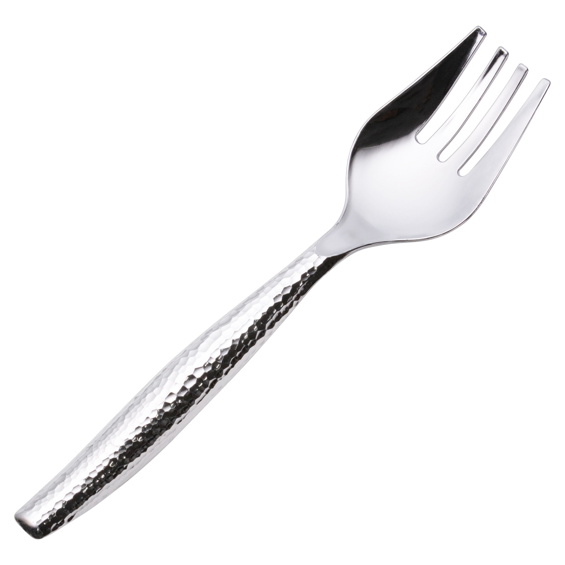 12 Inch Silver Plastic Serving Forks - Set of 6, Disposable Elegant Cutlery for Parties, BBQs, Picnics & Catering Events