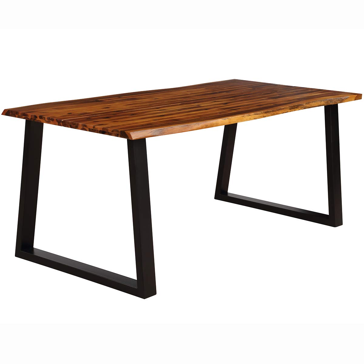 Giantex 6-Person Rectangular Acacia Wood Dining Table - Rustic Farmhouse Style Indoor/Outdoor Patio Furniture Set (Rustic Brown & Black) - Perfect for Backyard BBQs, Family Gatherings & Outdoor Entertaining