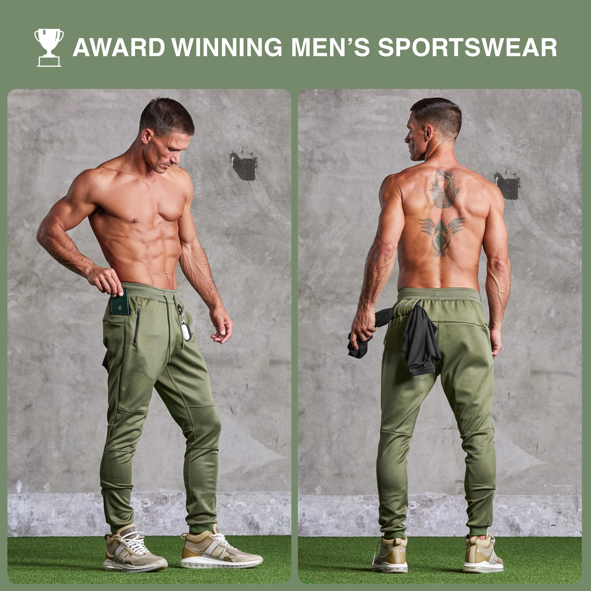 Born Tough Men's Slim Fitted Signature Jogger Pants - Comfortable Sweatpants for Gym, Running & Casual Wear | Moisture-Wicking Activewear