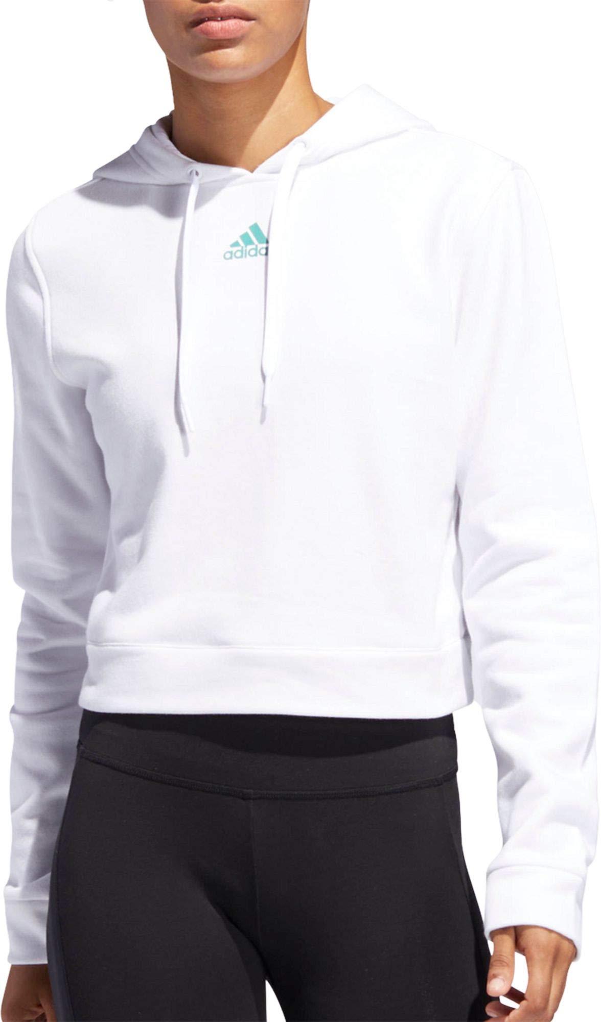 Adidas Women's Cropped Hoodie Sweatshirt - Lightweight Pullover for Running, Yoga & Casual Wear | Trendy Streetwear Fashion Top