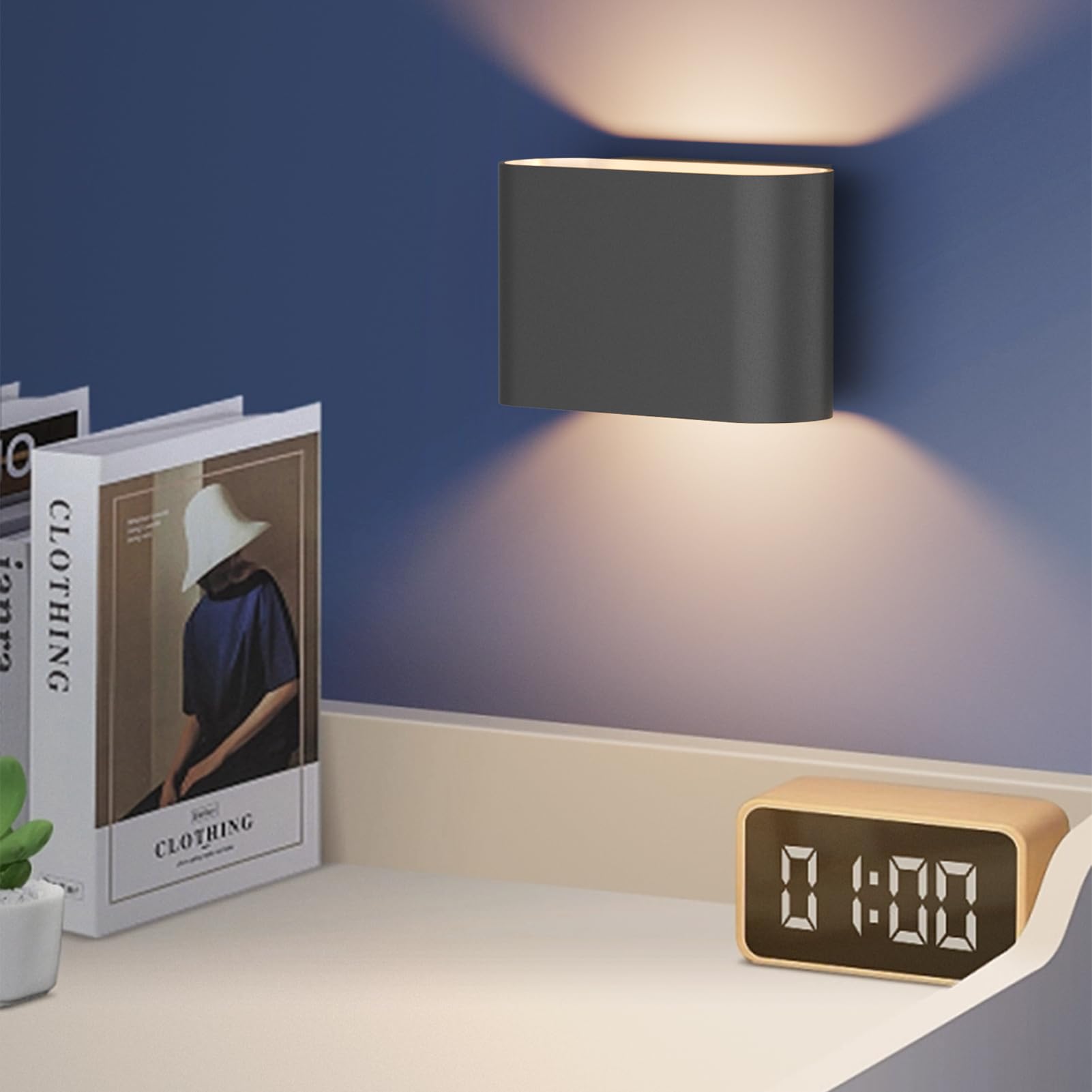 Aipsun Black LED Wall Sconces 1 Pack - Modern Hardwired Up/Down Wall Lights for Living Room, Bedroom, Hallway - Warm White 3000K with G9 Bulbs - Perfect for Ambient Lighting and Home Decor