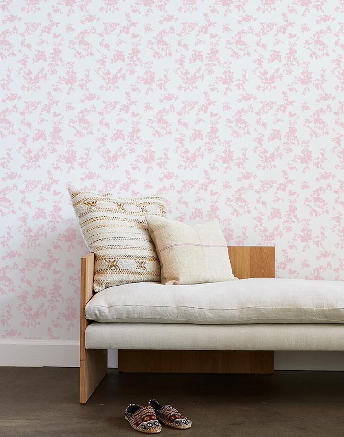 Clare V. Françoise Floral Wallpaper in Pink - Elegant Home Decor for Living Room & Bedroom