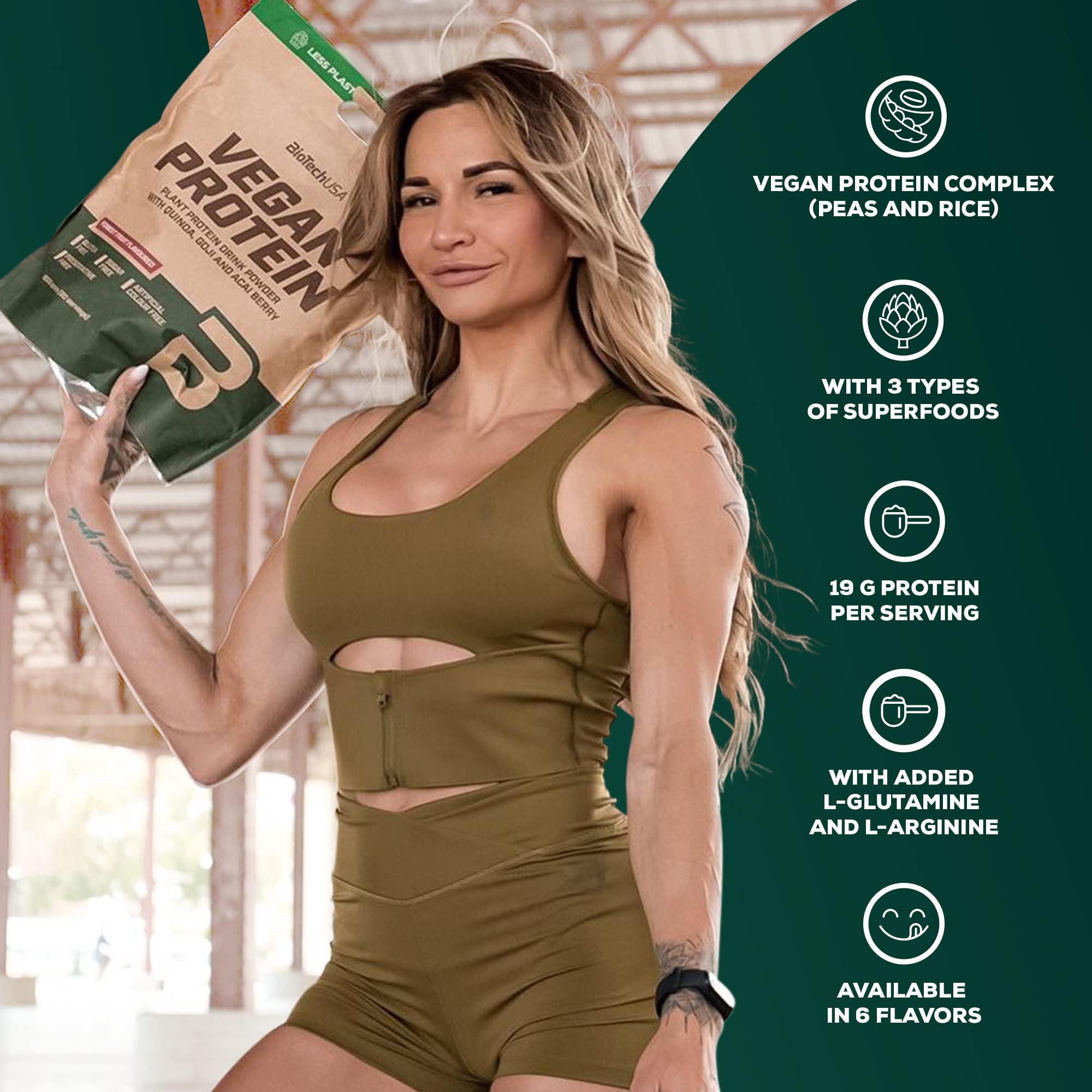 BioTechUSA Vegan Protein Powder - Hazelnut Flavor, 500g | Plant-Based Protein for Muscle Recovery & Weight Management | Ideal for Smoothies, Baking & Post-Workout Nutrition