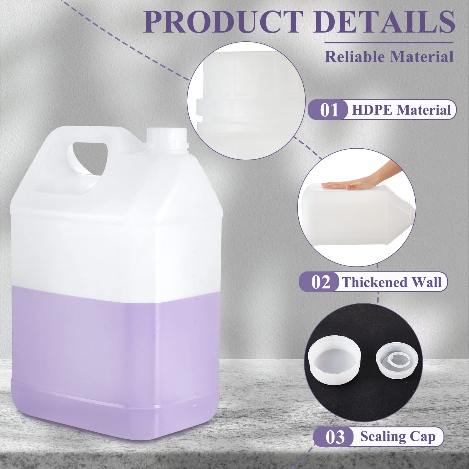 2 Pack 2.5 Gallon White HDPE Plastic Storage Jugs with Lids & F-Style Handle - Food Grade Water Containers for Water, Juice, Oil, Chemicals - Perfect for Home, Restaurant, Camping & Emergency Storage