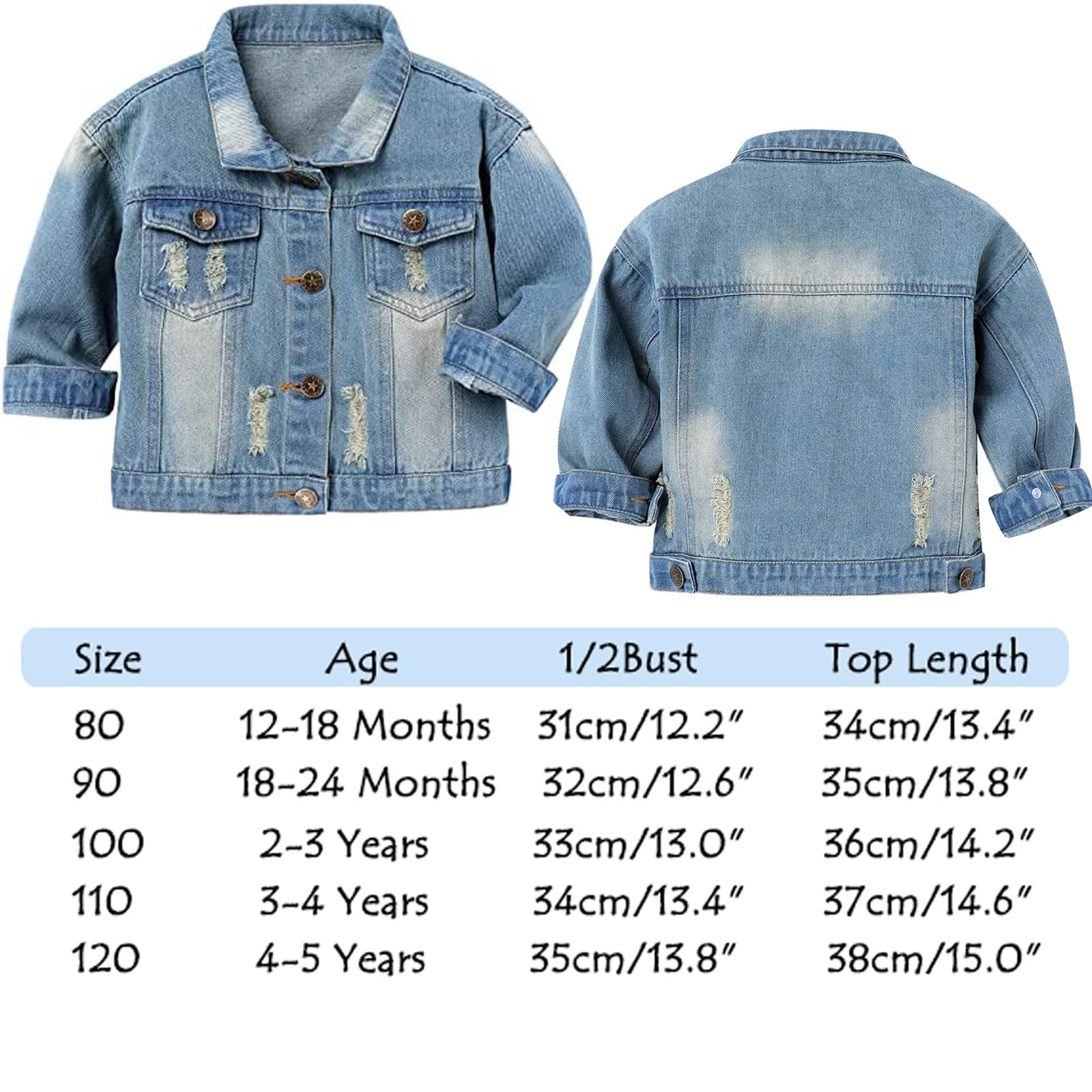 Baby Boys & Girls Denim Jacket - Toddler Button Down Jeans Jacket Top Coat for Kids | Casual Outerwear for Playdates, Preschool & Family Outings