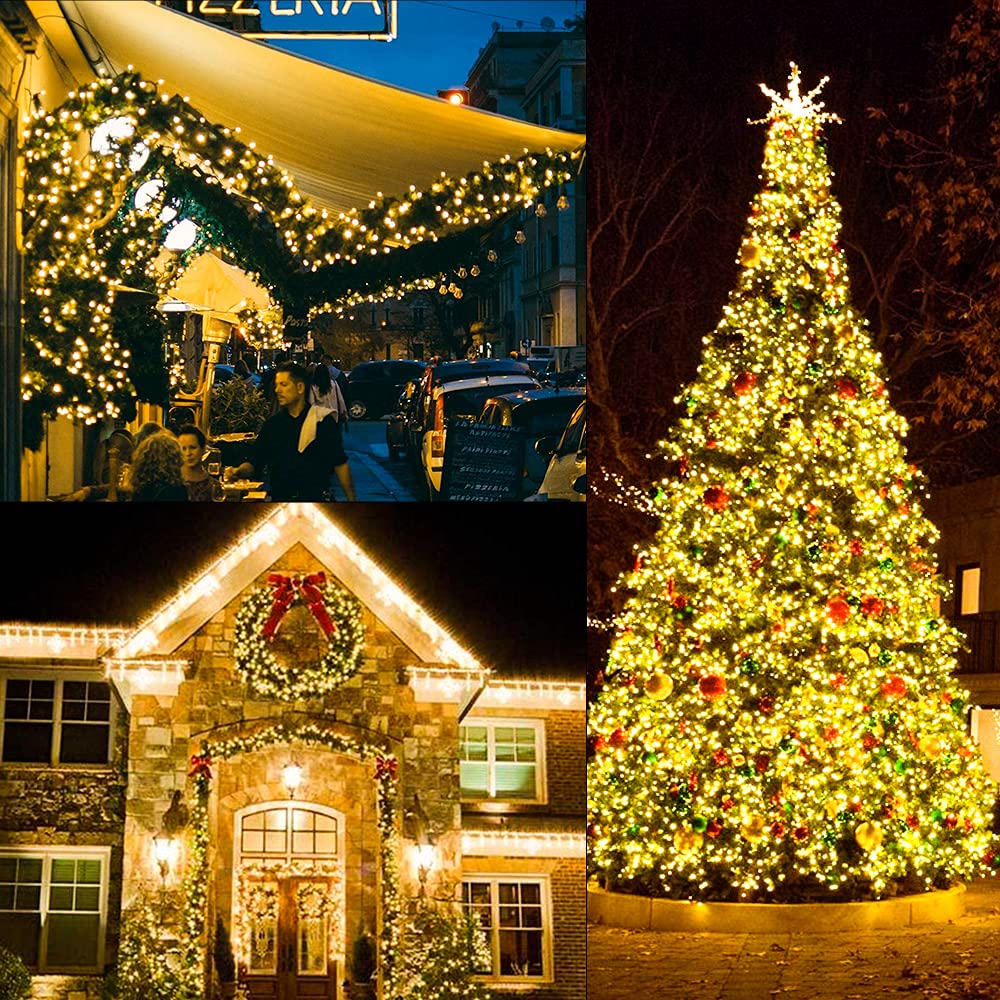 100 LED 33ft Battery Operated Christmas String Lights with Timer - 8 Modes Waterproof Fairy Lights for Indoor Outdoor Decor - Perfect for Christmas Tree, Wreath, Party, Garden, Patio & Holiday Decoration (Warm White)