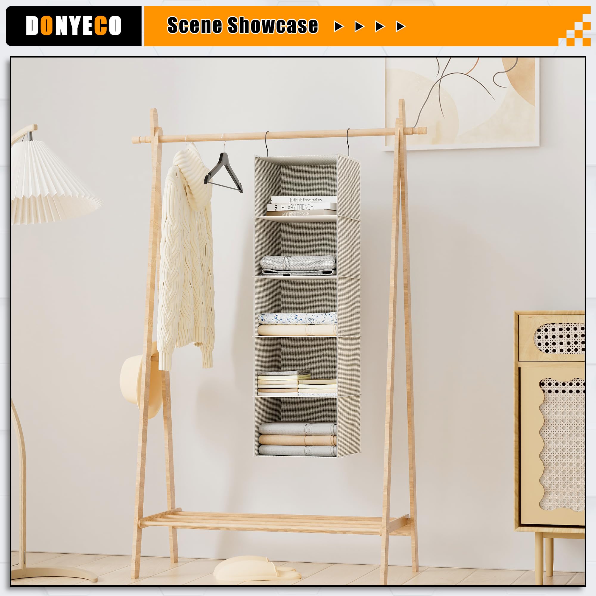 5-Shelf Hanging Closet Organizer for RV, Wardrobe, Nursery & Baby Room - Space Saving Storage Solution for Clothes, Toys & Linens - Perfect for Small Spaces, Campers & Home Organization