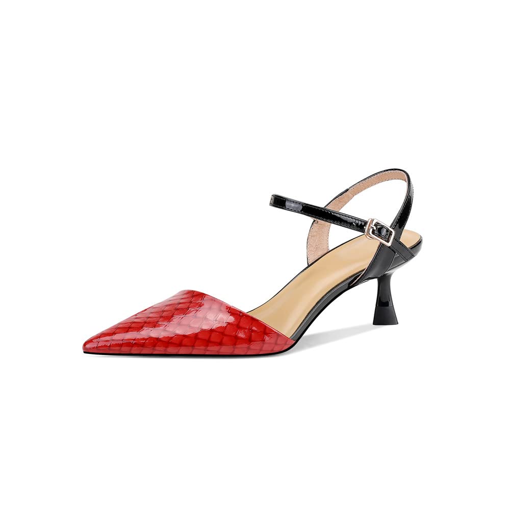TinaCus Women's Pointed Toe Glossy Patent Leather Buckle Stiletto Heels - Elegant Dress Sandals for Party, Wedding & Evening Events