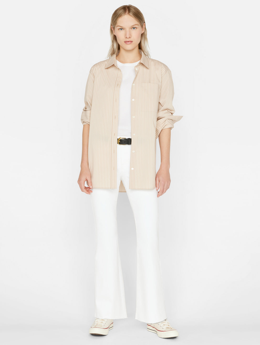 Le Easy Flare Raw Jean Blanc - High Waist Distressed Denim Pants for Women | Perfect for Casual Outfits, Street Style & Vintage Looks