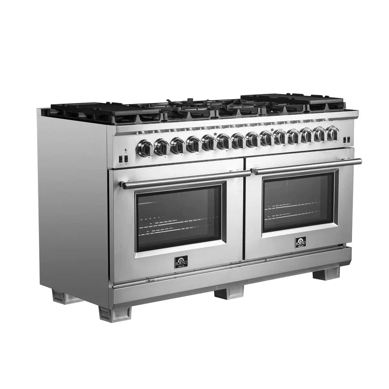 Forno 60 Inch Capriasca Dual Fuel Range with 240V Electric Oven - 10 Sealed Burners & 200,000 BTUs - Model FFSGS6187 - Perfect for Large Kitchens, Restaurants, and Catering Services