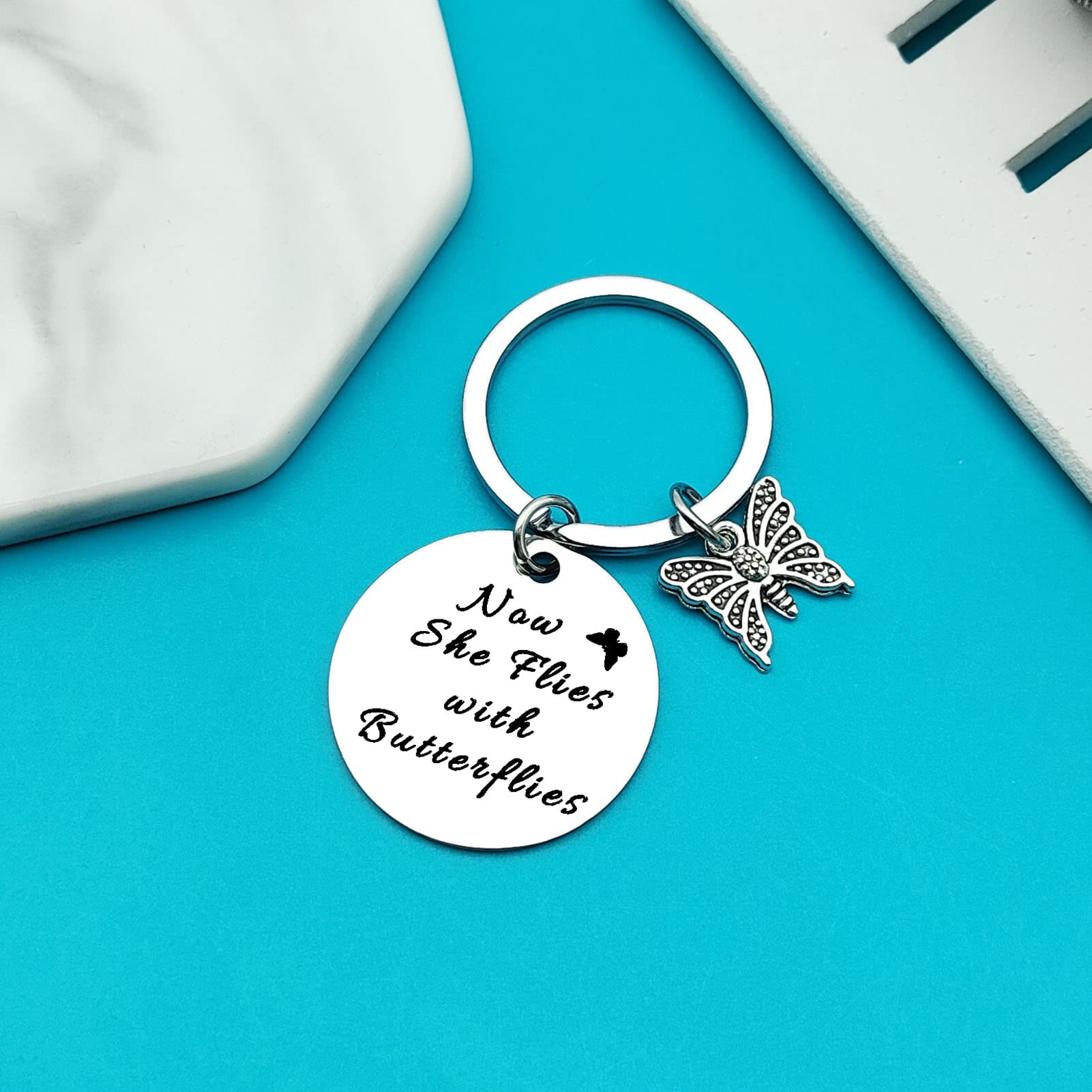 Butterfly Memorial Keychain - Sympathy Gift for Loss of Loved Ones - In Memory of Mom, Grandma, Wife, Sister, Daughter or Friend - Comforting Remembrance Gift for Grieving & Healing - Perfect for Funerals, Memorials & Keepsakes