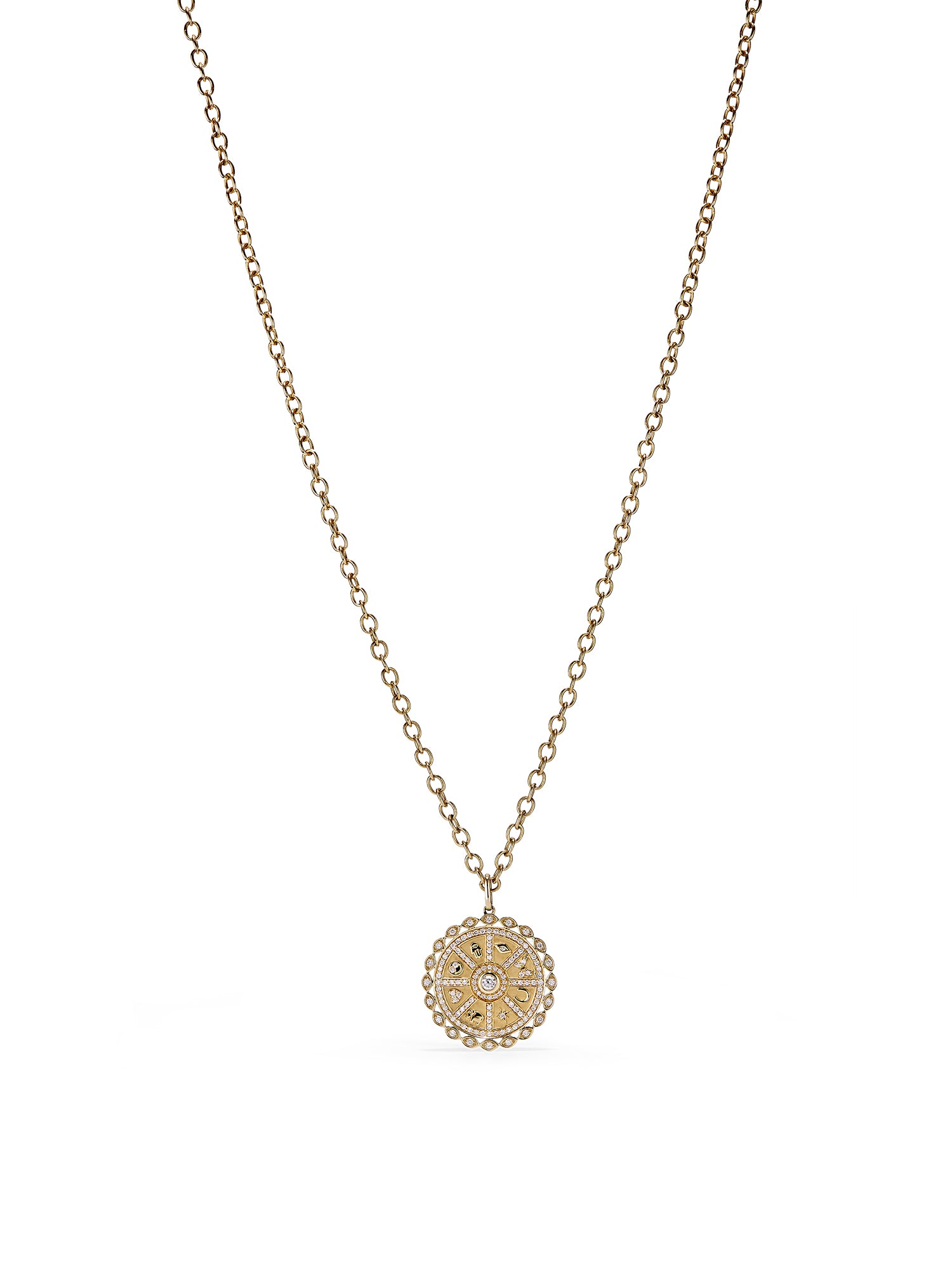 18K Gold Plated Wheel Coin Pendant Necklace for Women - Elegant Vintage Jewelry Gift for Birthday, Anniversary & Special Occasions