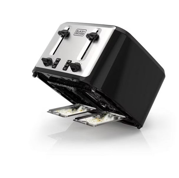 Black & Decker TR7847 1BD 4-Slice Toaster - Stainless Steel, Extra-Wide Slots, Bagel & Defrost Functions - Perfect for Breakfast, Office, or Dorm Room