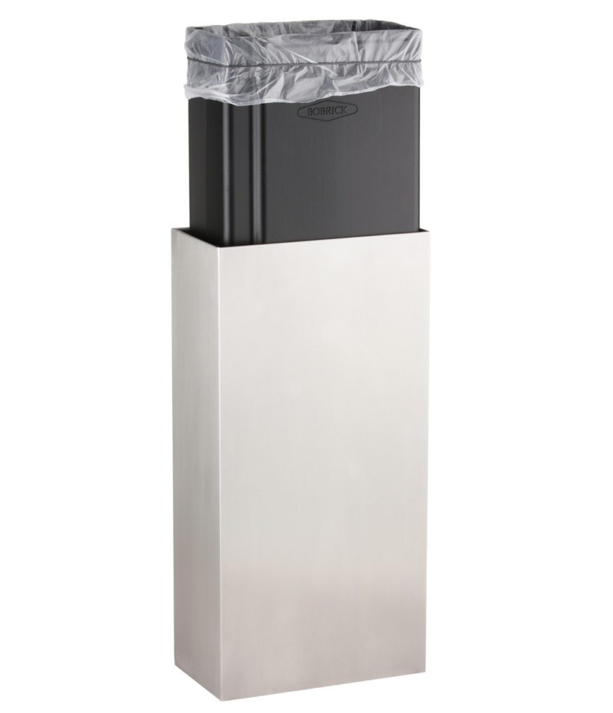 Bobrick B 9279 Fino Collection Surface Mounted Waste Receptacle - Premium Stainless Steel Trash Can for Commercial & Office Use - Durable & Stylish Bathroom & Public Space Waste Bin