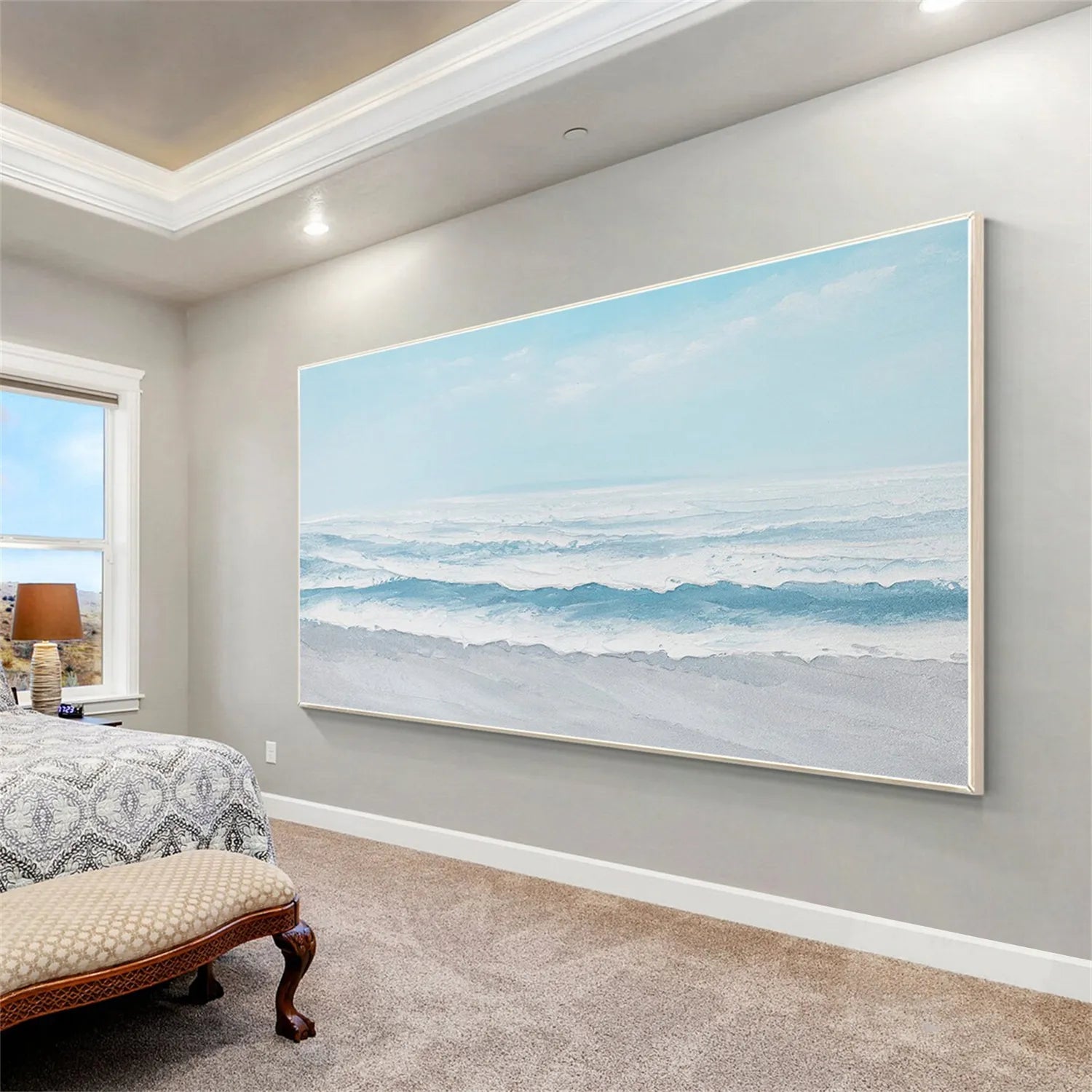 Ocean And Sky Painting #OS 186 - Handmade Canvas Wall Art for Home & Office Decor - Perfect for Living Room, Bedroom, or Office Wall Decor