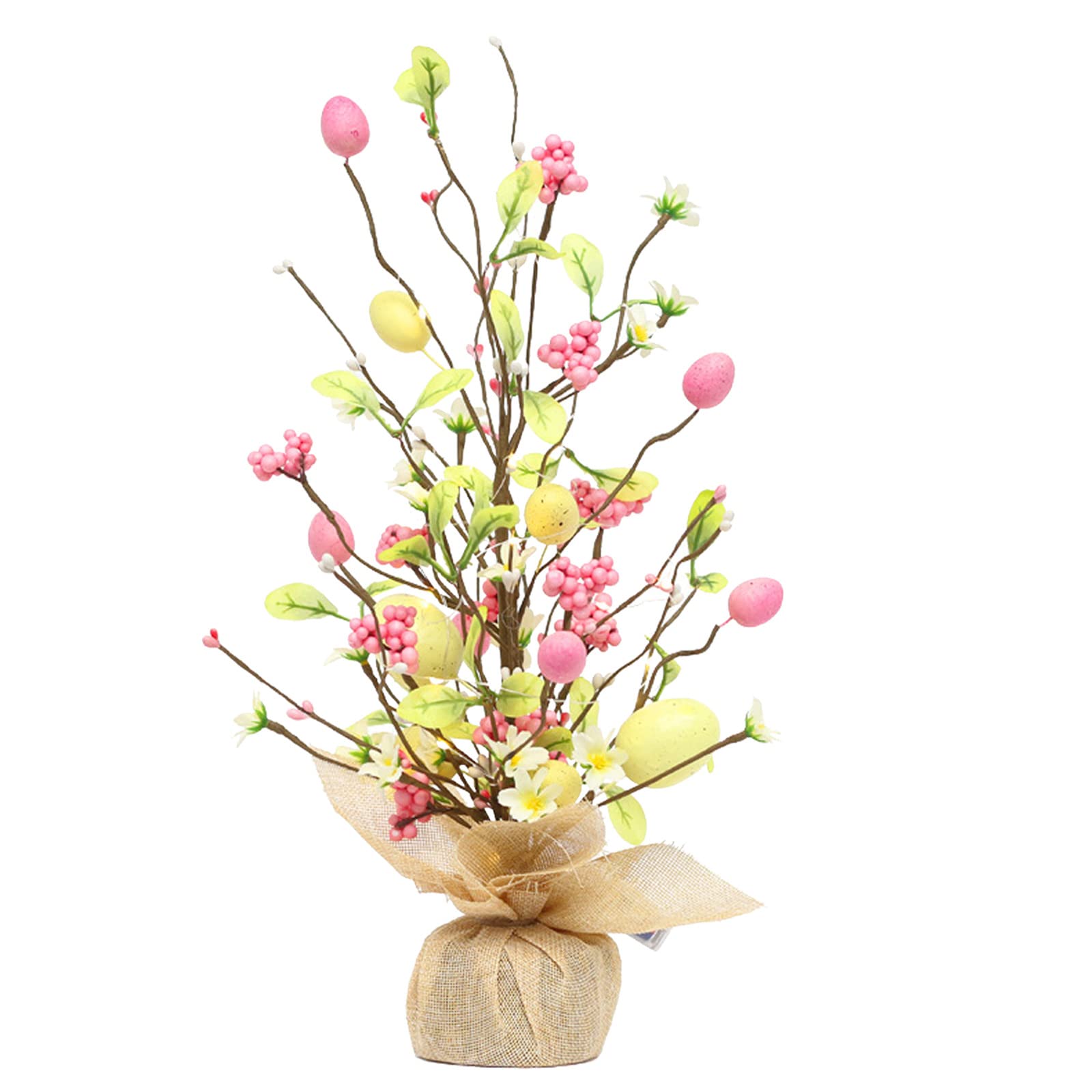 Easter LED Birch Tree with Egg Ornaments - Multicolor Mini Decorative Light for Home, Party & Spring Decor | Realistic Plastic Easter Tree Lamp for Indoor Festive Decorations