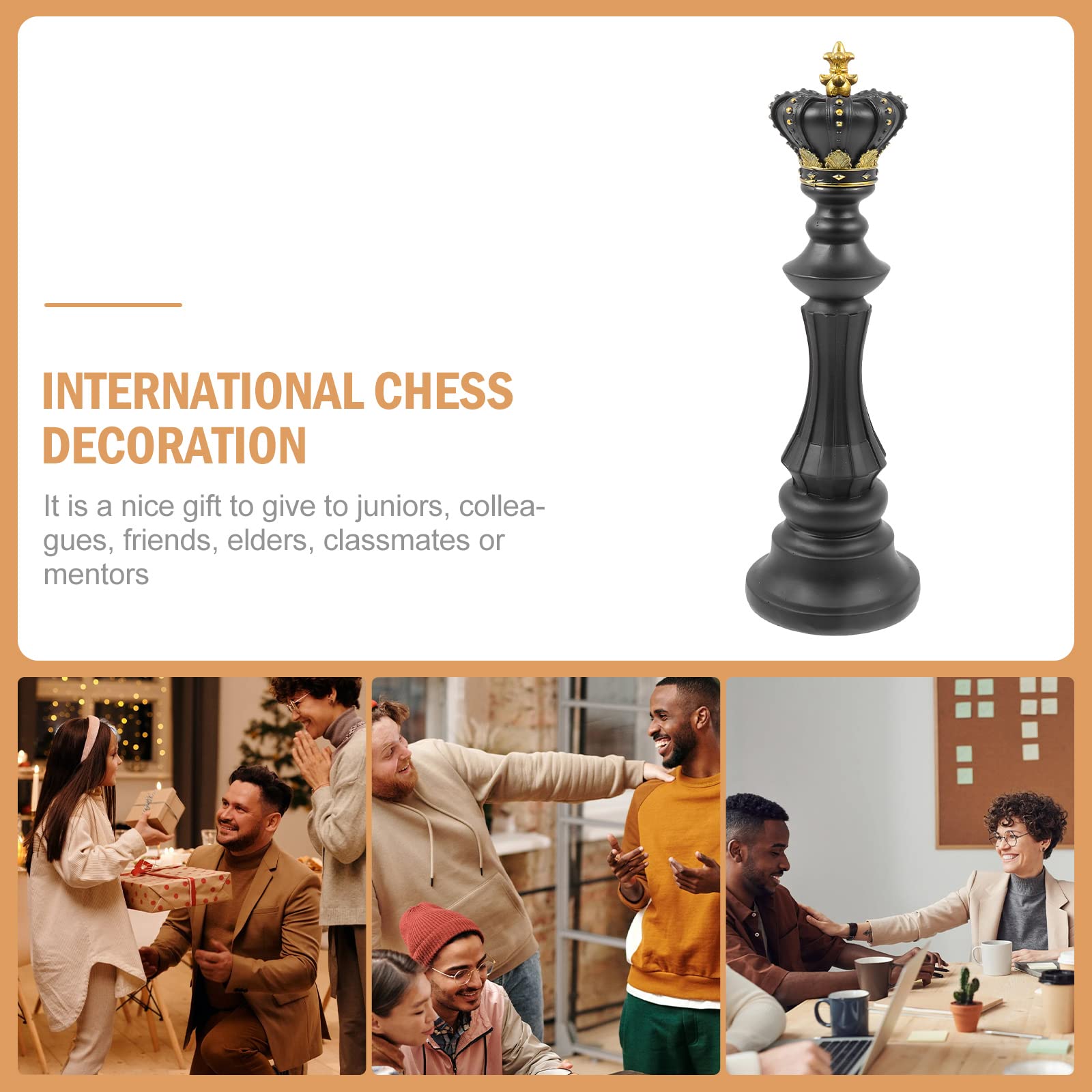 BESPORTBLE Black Resin Chess King Decor - Elegant Office, Hotel & Home Desktop Ornament for Chess Lovers | Perfect for Game Rooms, Office Desks & Luxury Home Decor
