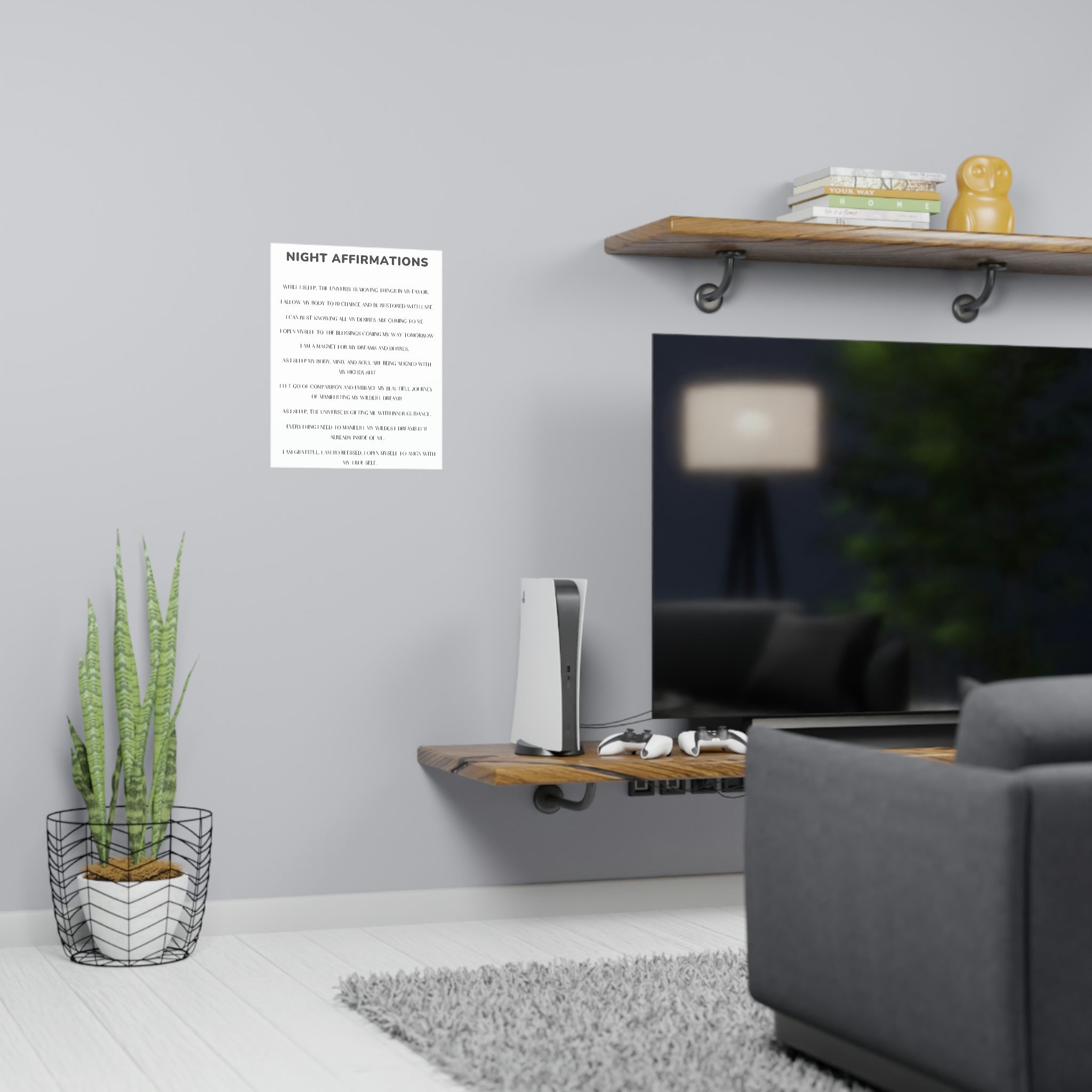 Night Time Affirmations and Manifestation Sayings Vertical Matte Poster - Positive Bedroom Wall Art for Meditation & Self-Care