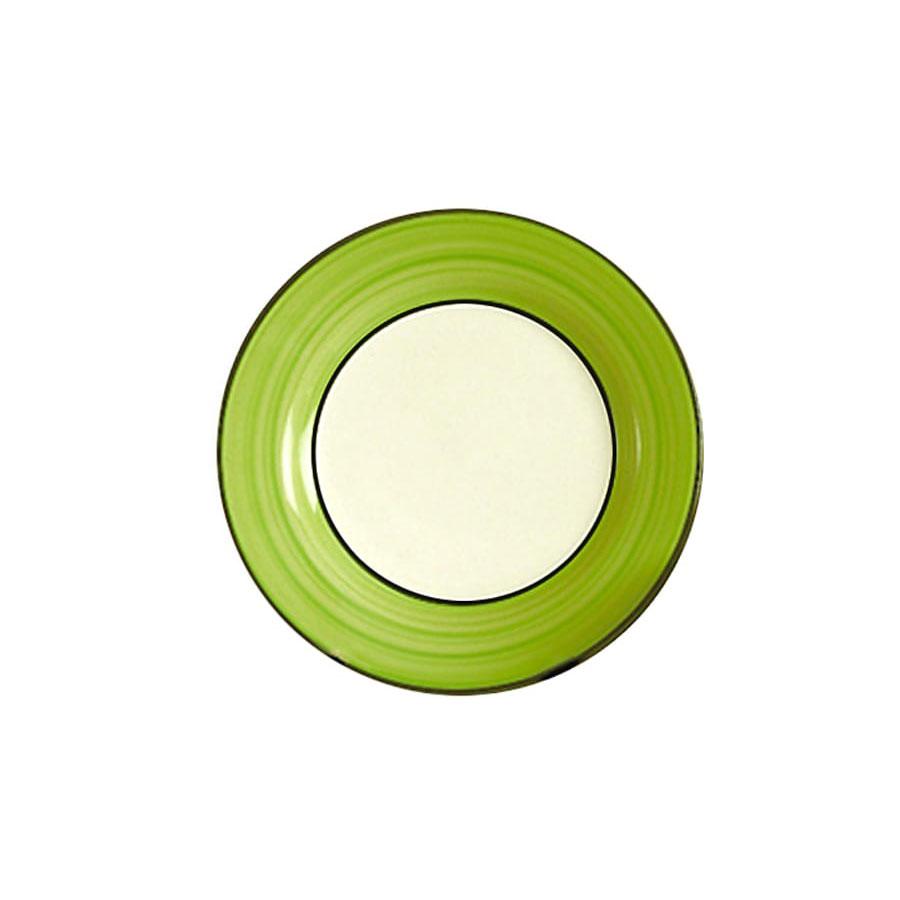 Elegant White & Lime Green Salad Plate Set of 4 with Spree Pattern - Perfect for Dinner Parties, Picnics & Home Decor