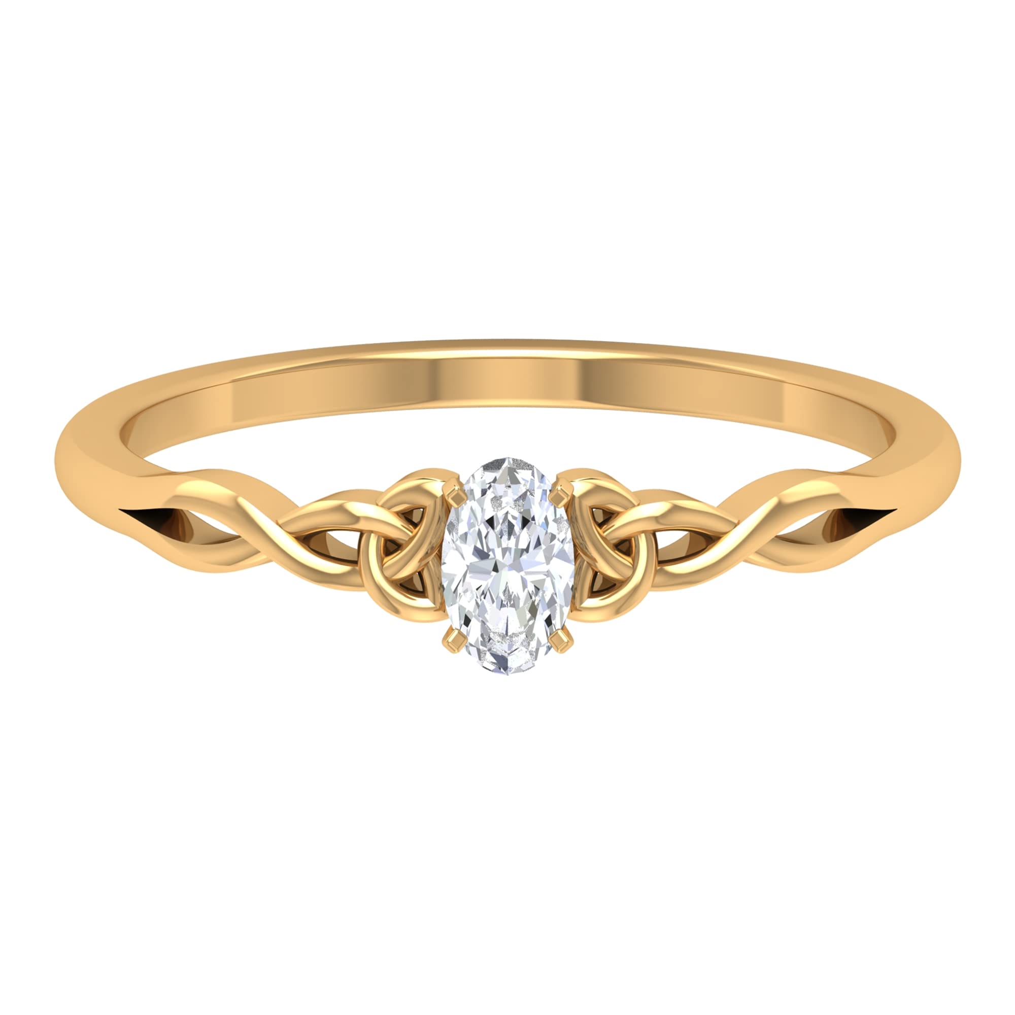 0.25 CT Oval Cut Diamond Solitaire Ring for Women - 3X5 MM April Birthstone Engagement Ring in 14K Solid Gold - Perfect for Proposals, Anniversaries & Special Occasions
