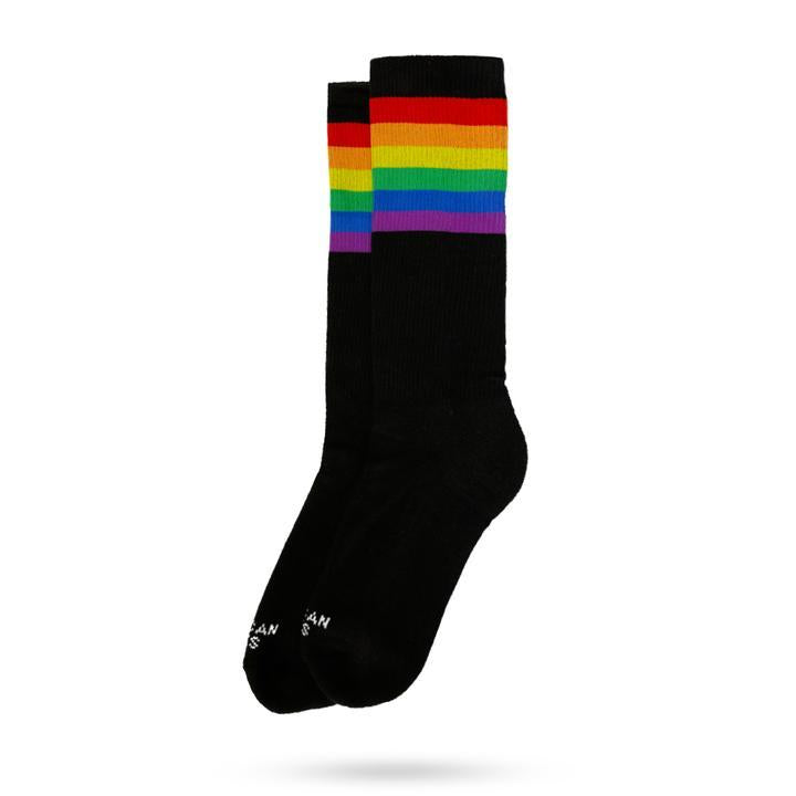 Rainbow Pride Socks for Men & Women - Black Mid High LGBTQ+ Socks - Perfect for Pride Parades, Festivals & Everyday Wear