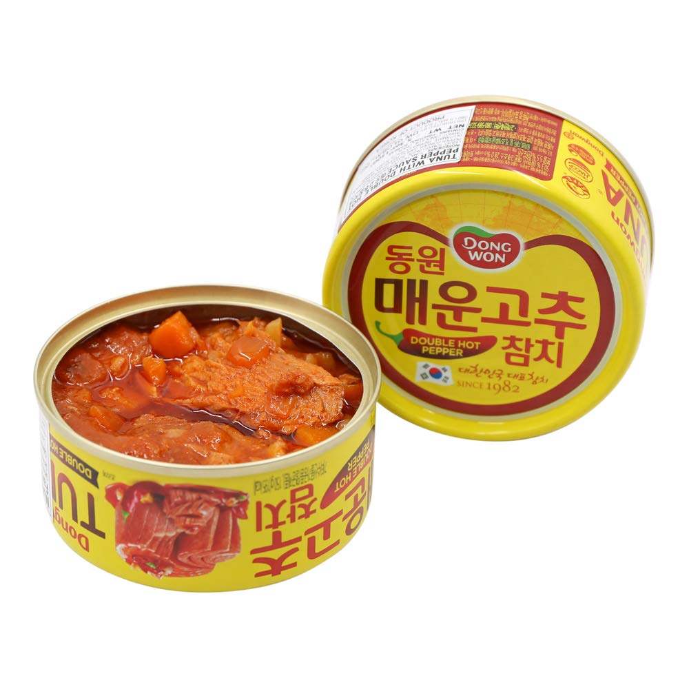 Dongwon Premium Tuna Chunks & Flakes in Spicy Double Hot Pepper Sauce - 5.29oz Can - Perfect for Sandwiches, Salads & Korean Dishes