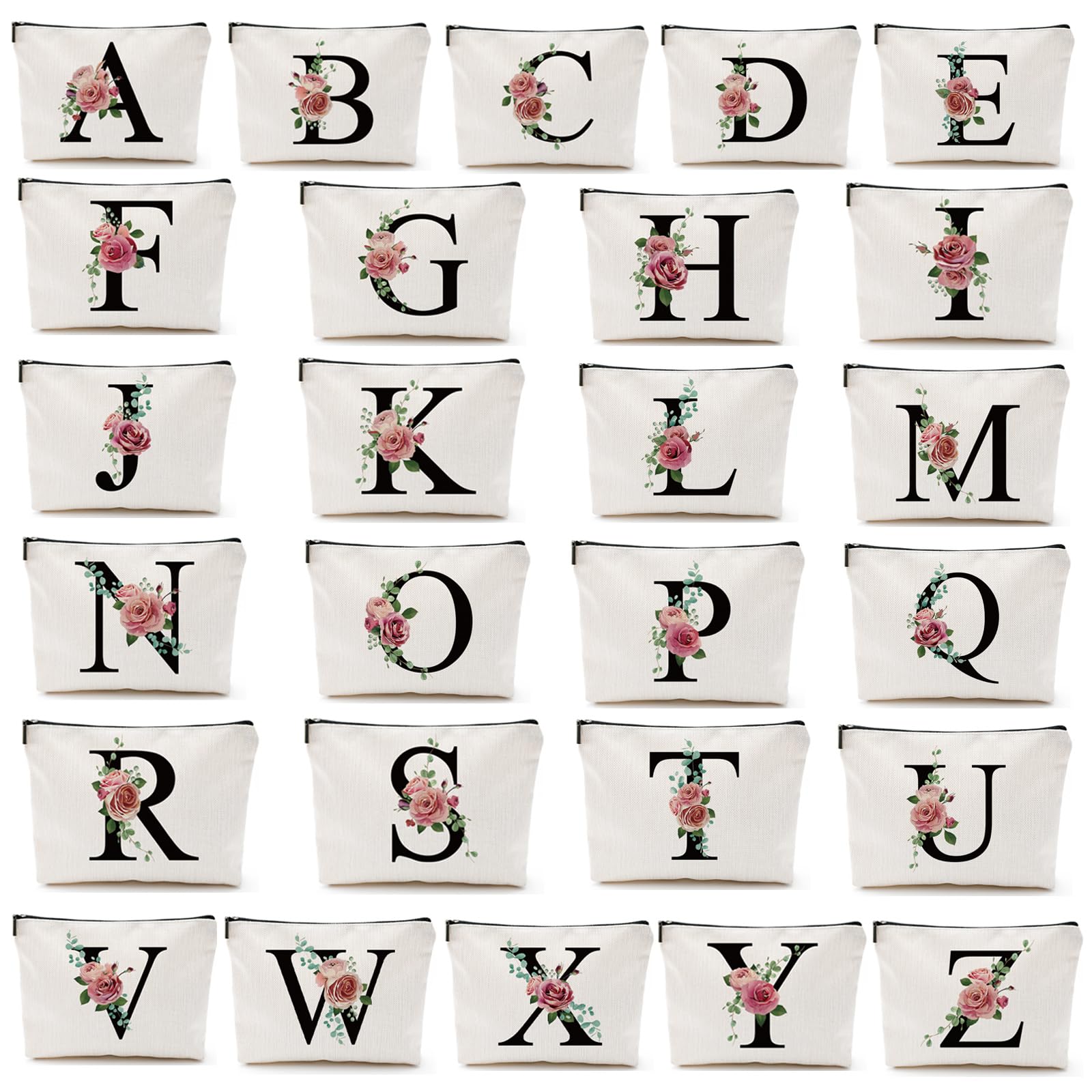 Personalized Monogrammed Makeup Bag - Custom A-Z Letter Cosmetic Pouch for Bridesmaid Gifts, Travel & Storage | Perfect for Weddings, Bachelorette Parties & Girlfriend Presents