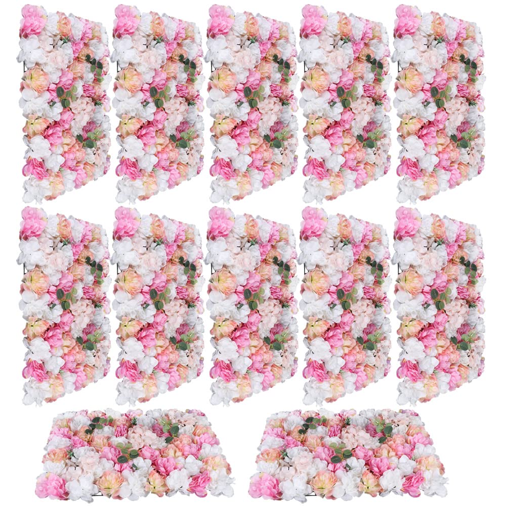 12 Pcs Artificial Silk Rose Flower Wall Panel - Romantic Wedding Backdrop, Party Decor, Floral Bouquet for Home, Garden & Event Decoration