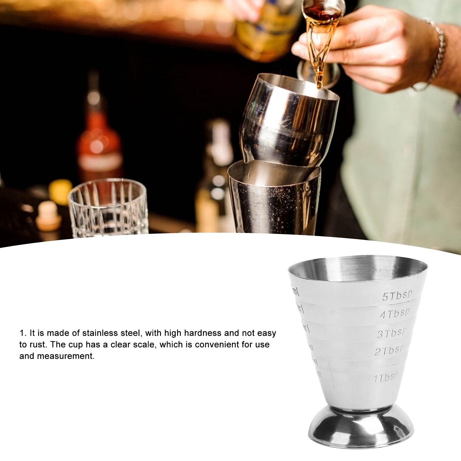 75ml 2.5oz Stainless Steel Measuring Cup with Scale - Professional Cocktail Jigger for Bartenders, Home Bars & Restaurants - Multi-Purpose Ounce Cup for Mixing Drinks, Cooking & Baking - Perfect for Bars, Hotels, Cafes & KTVs