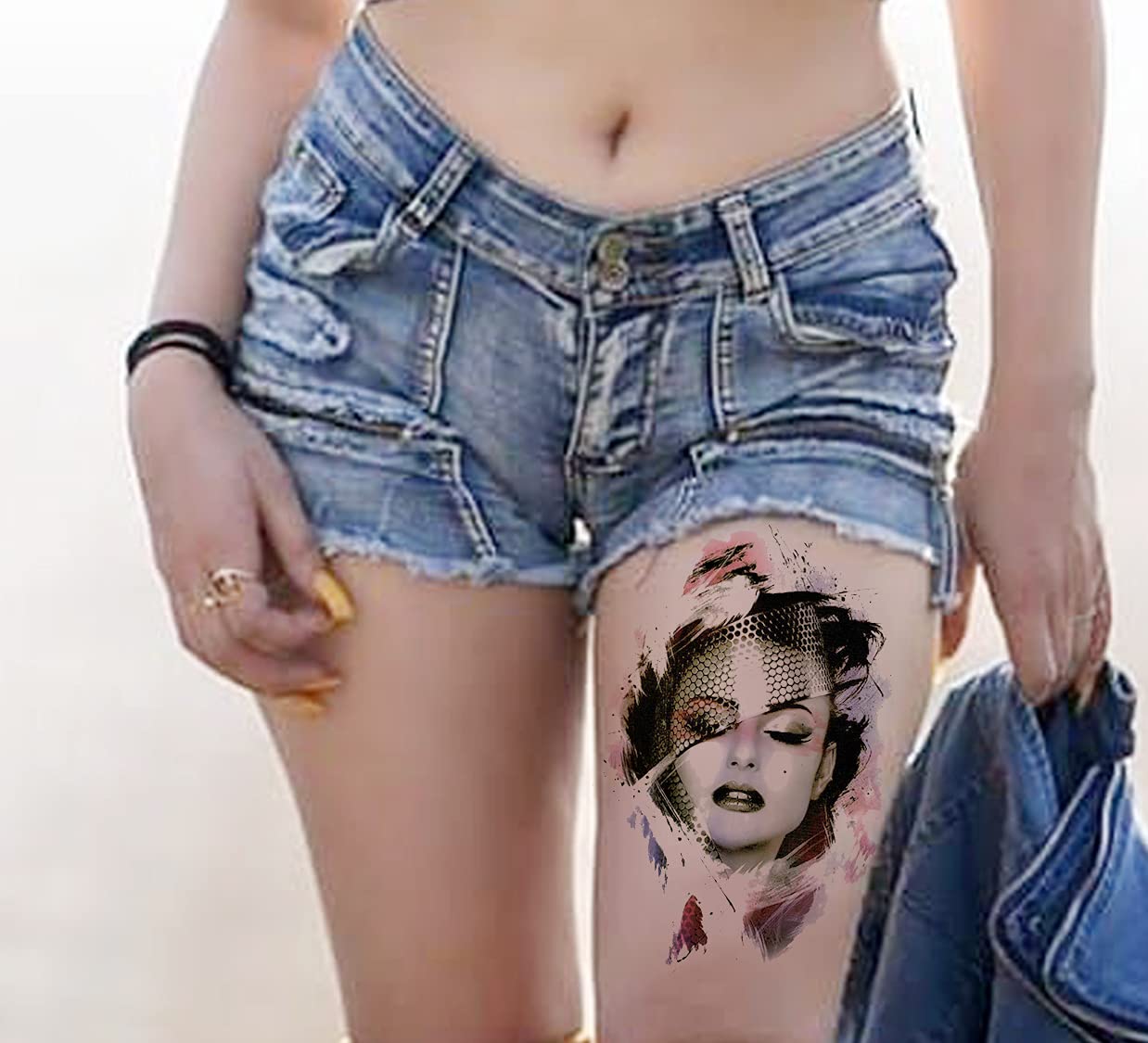 Waterproof Temporary Tattoo Stickers for Men & Women - 3D Realistic Flowers, Butterflies, Stars, Angels, Wolves & Armband Designs (21x15cm) - Perfect for Parties, Halloween, Cosplay & Body Art