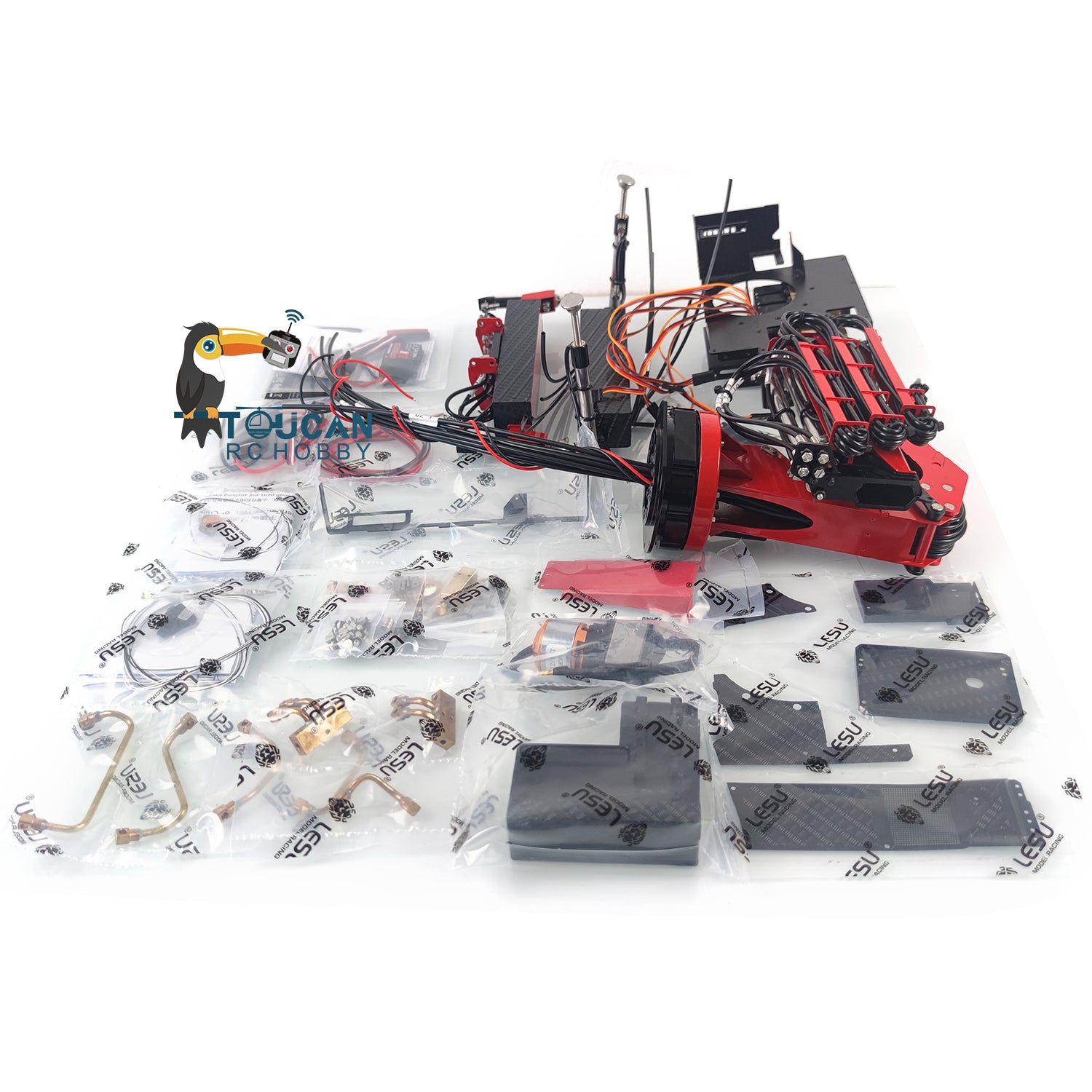 1/14 Scale LESU Radio Control Hydraulic Truck Crane A0014 - Assembled RC Construction Vehicle with Lights, Control Valve & Oil Pump - Compatible with TAMIYA Dump Truck - Perfect for Construction Site Play & Model Collection