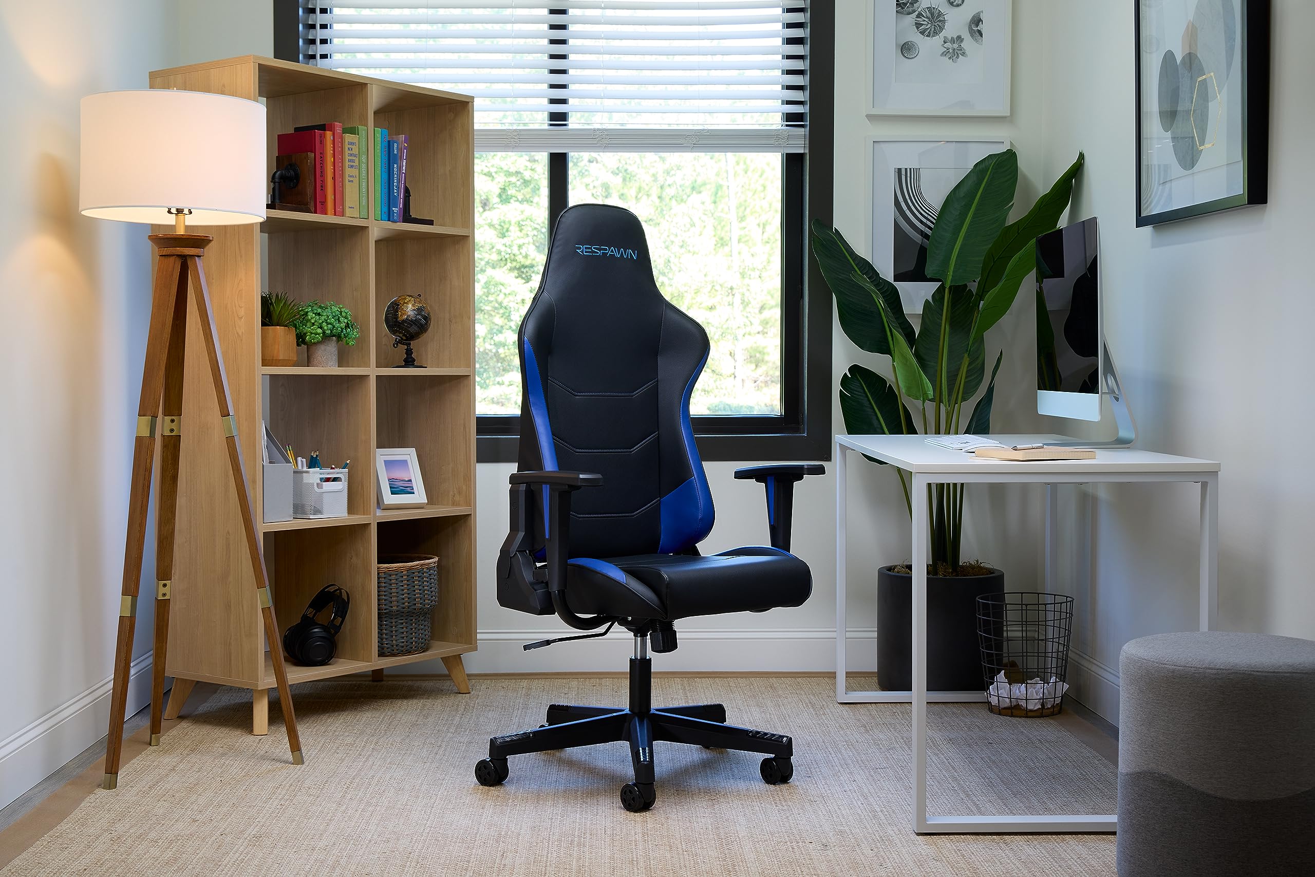 RESPAWN 110 Ergonomic Gaming Chair - Blue PC Computer Chair with Adjustable Headrest & 135° Recline for Adults | Comfortable Office & Video Game Chair for Long Gaming Sessions & Work from Home
