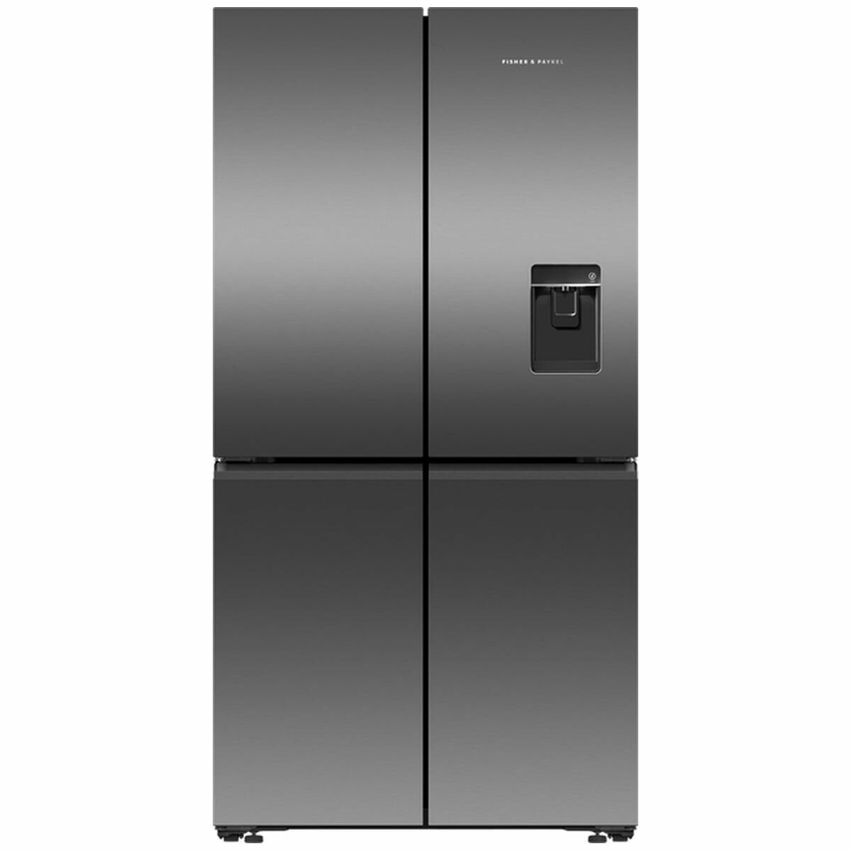 Fisher & Paykel RF605QNUVB1 21.2 cu ft Quad Door Refrigerator with Ice & Water Dispenser - Black Stainless Steel | Perfect for Modern Kitchens & Large Families