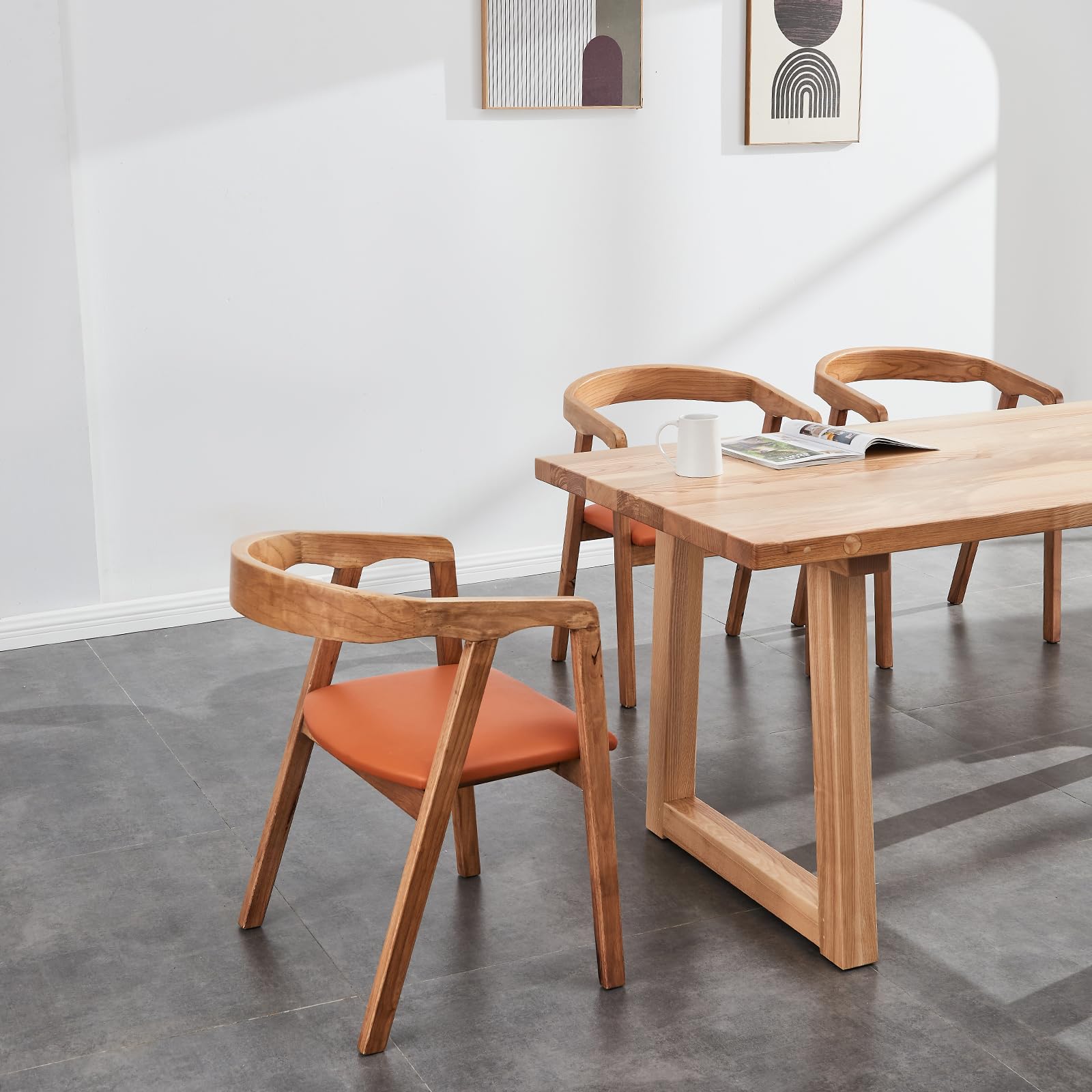 6-8 Person 6FT Rectangular Ash Wood Dining Table - Modern Kitchen & Conference Desk for Home & Office - Perfect for Family Meals, Dinner Parties & Professional Meetings
