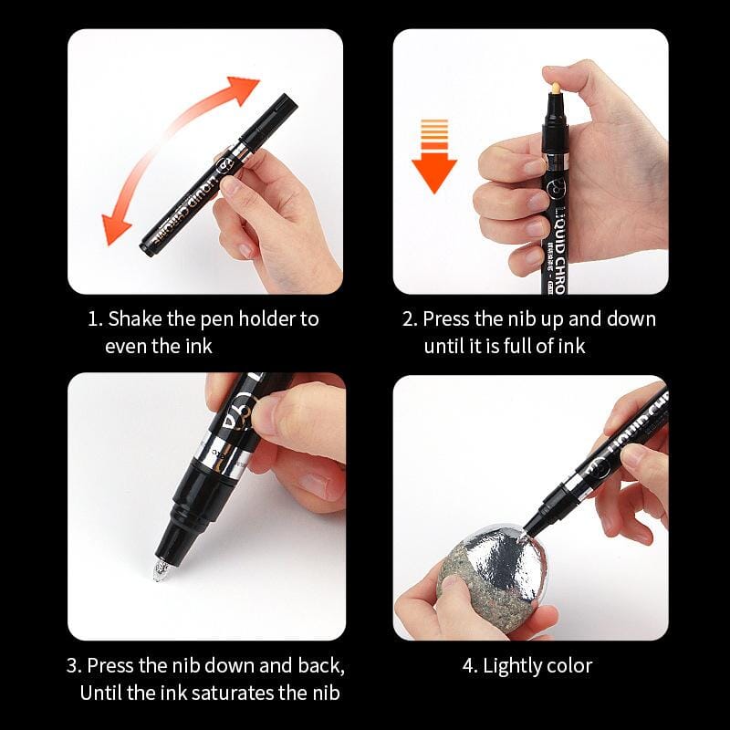 Metallic Nail Art Painting Pen - Professional Nail Design Tool for DIY Manicure at Home, Salon & Party Makeup